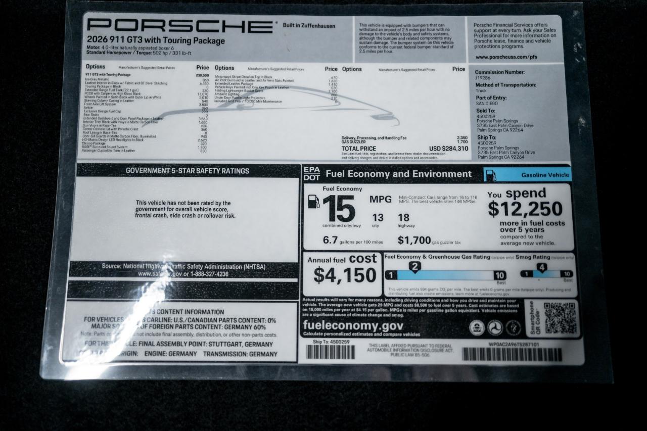 Porsche 911 GT3 Coupe w/Touring Package 2026