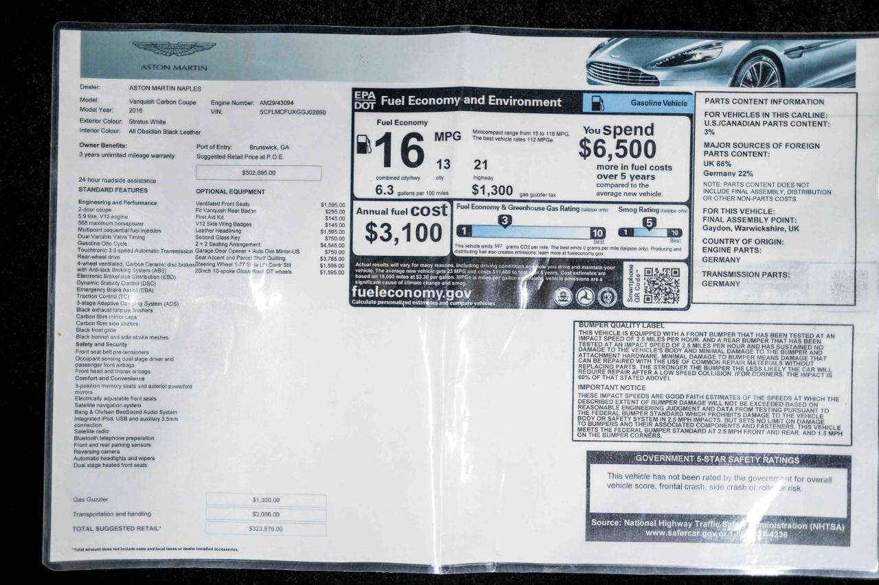 Aston Martin Vanquish Coupe 2016