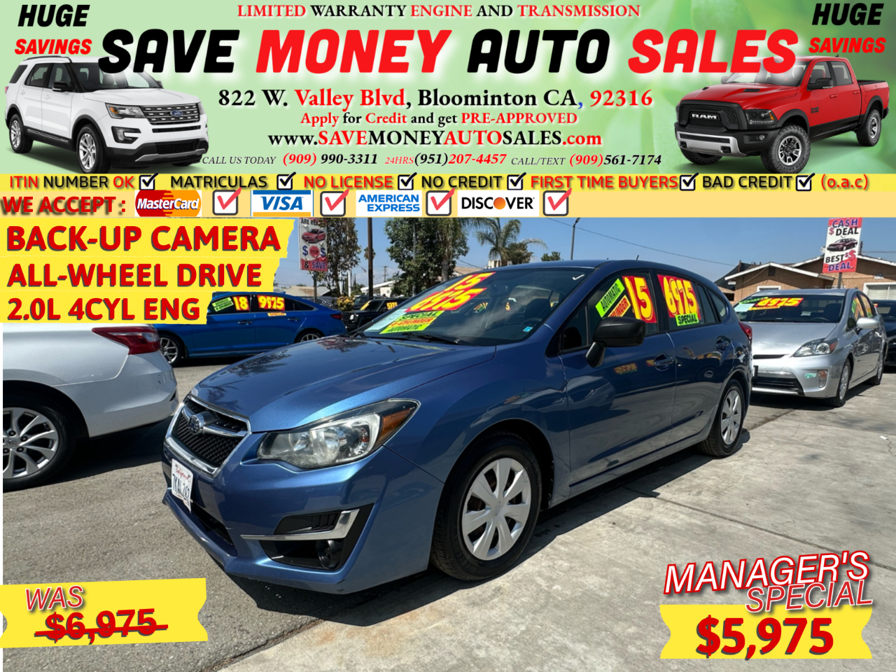 2015 Subaru Impreza Wagon ALL WHEEL DRIVE>BACK-UP CAMERA>2.0L 4CYL ENGINE