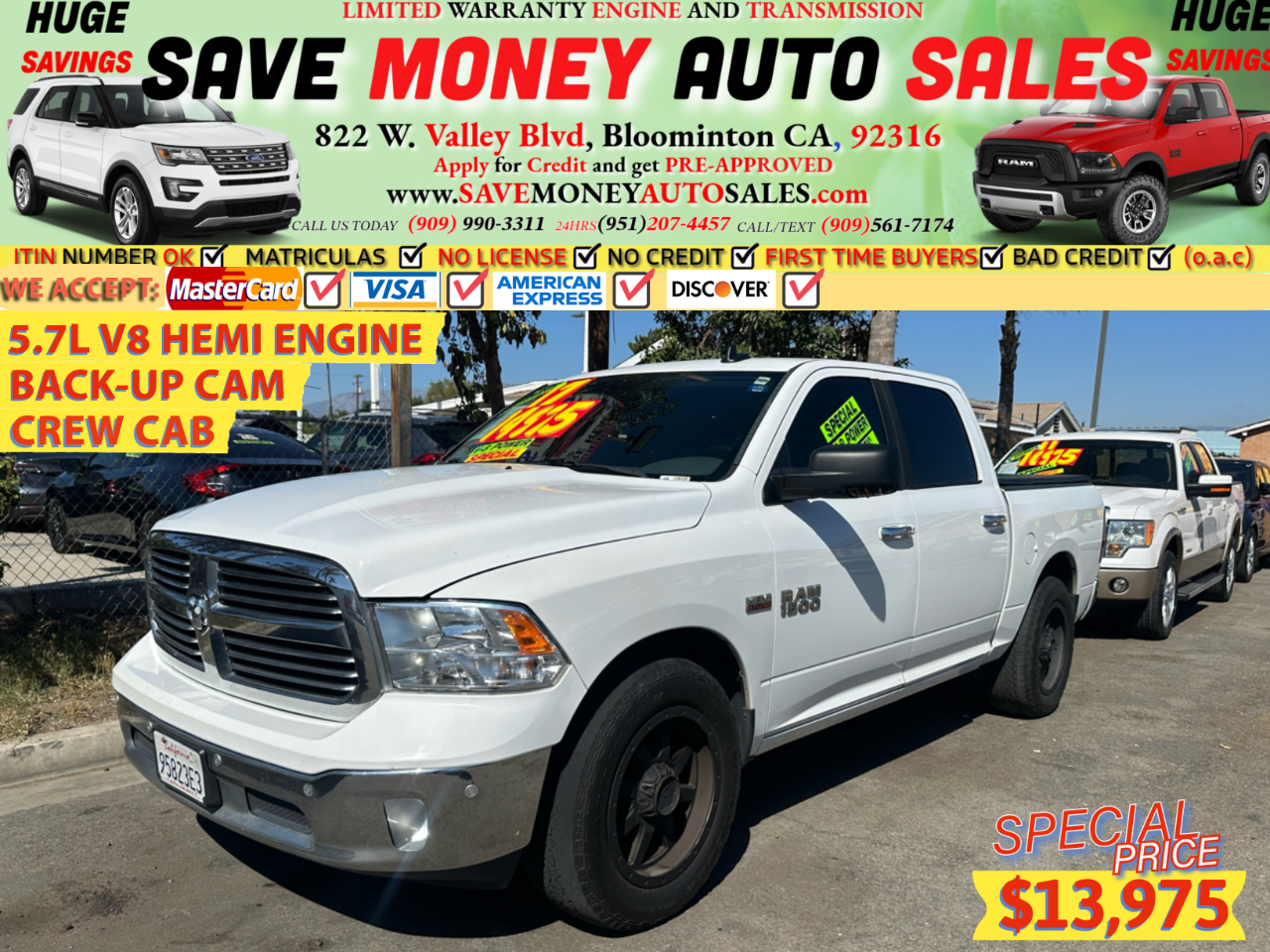 2017 RAM 1500 5.7L V8 HEMI ENGINE>BACK-UP CAMERA>CREW CAB