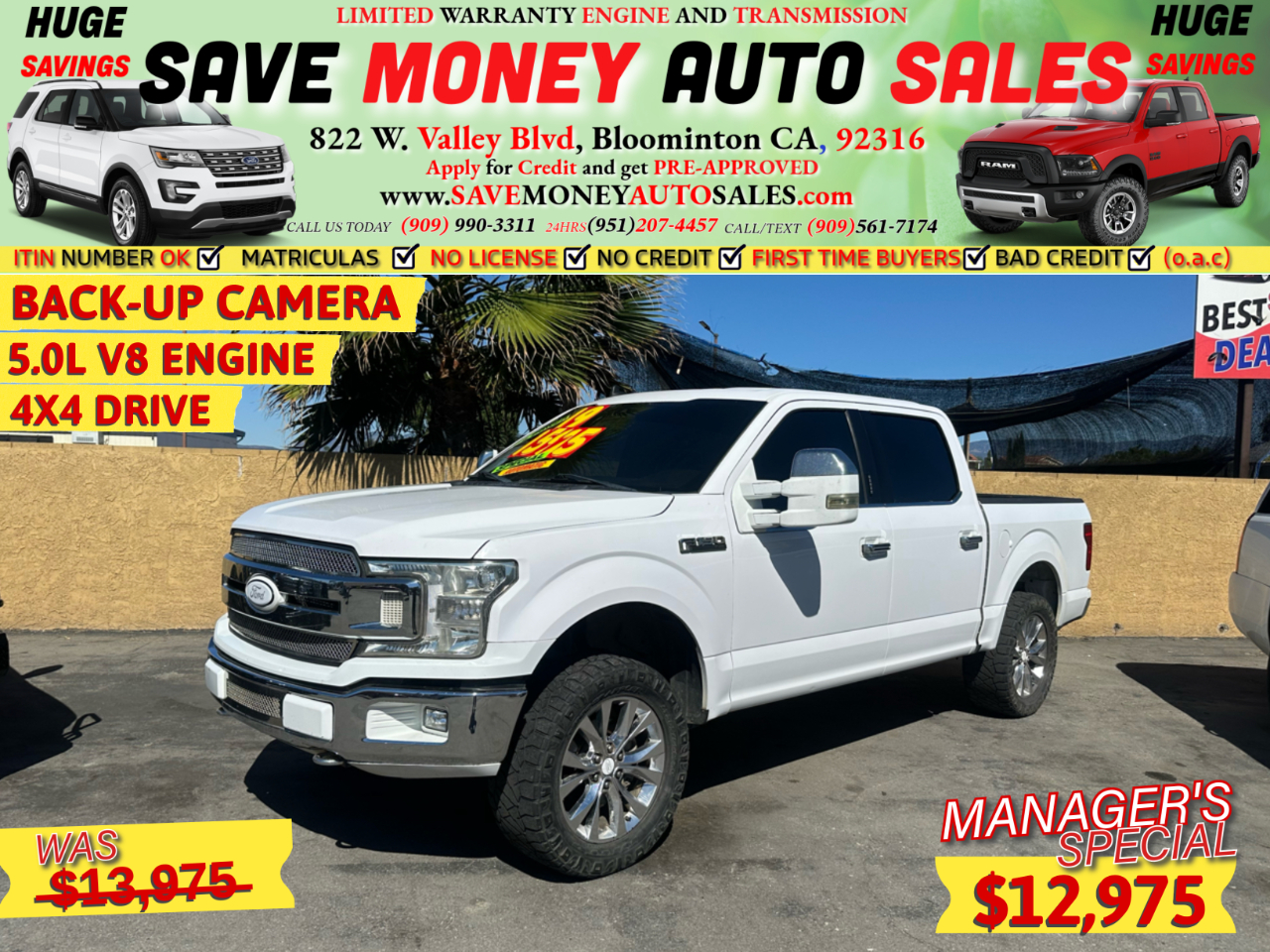 2019 Ford F-150 BACK-UP CAMERA>5.0L V8 ENGINE>4X4 DRIVE