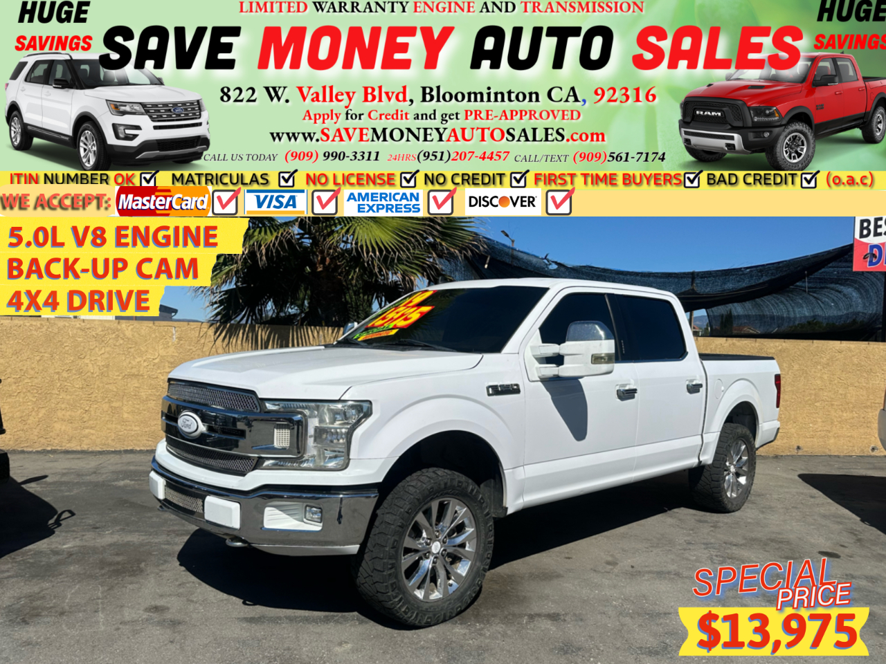 2019 Ford F-150 BACK-UP CAMERA>5.0L V8 ENGINE>4X4 DRIVE