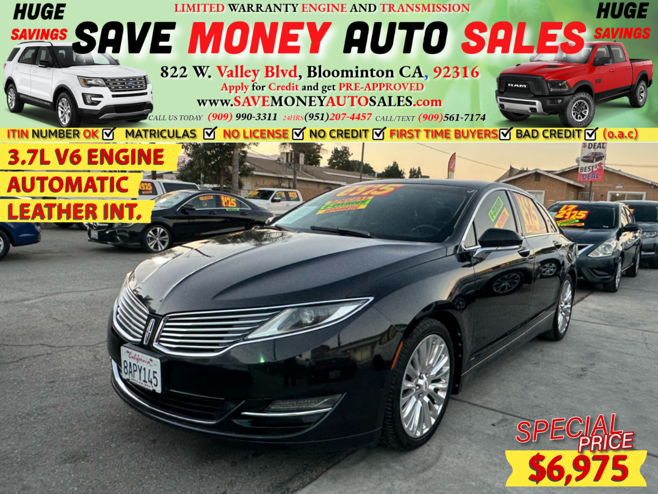 2013 Lincoln MKZ 3.7L V6 ENGINE>AUTOMATIC>LEATHER INT.