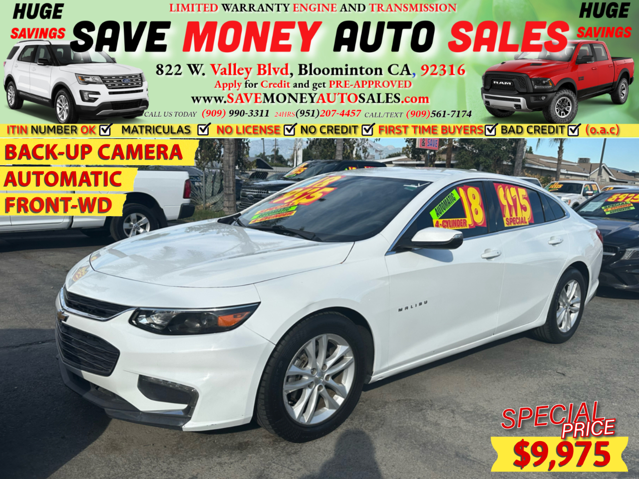 2018 Chevrolet Malibu BACK-UP CAMERA>AUTOMATIC>FRONT-WD