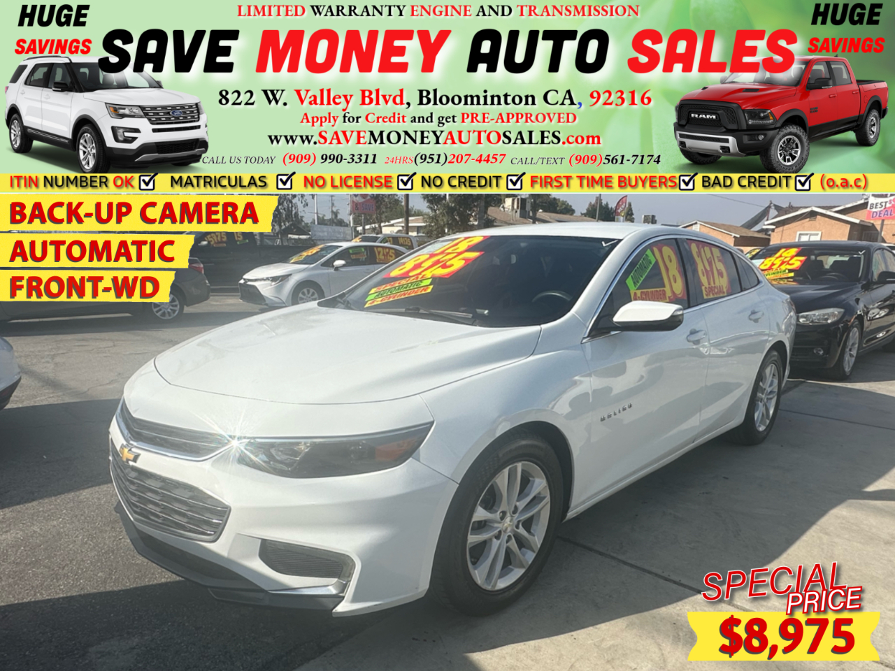 2018 Chevrolet Malibu BACK-UP CAMERA>AUTOMATIC>FRONT-WD