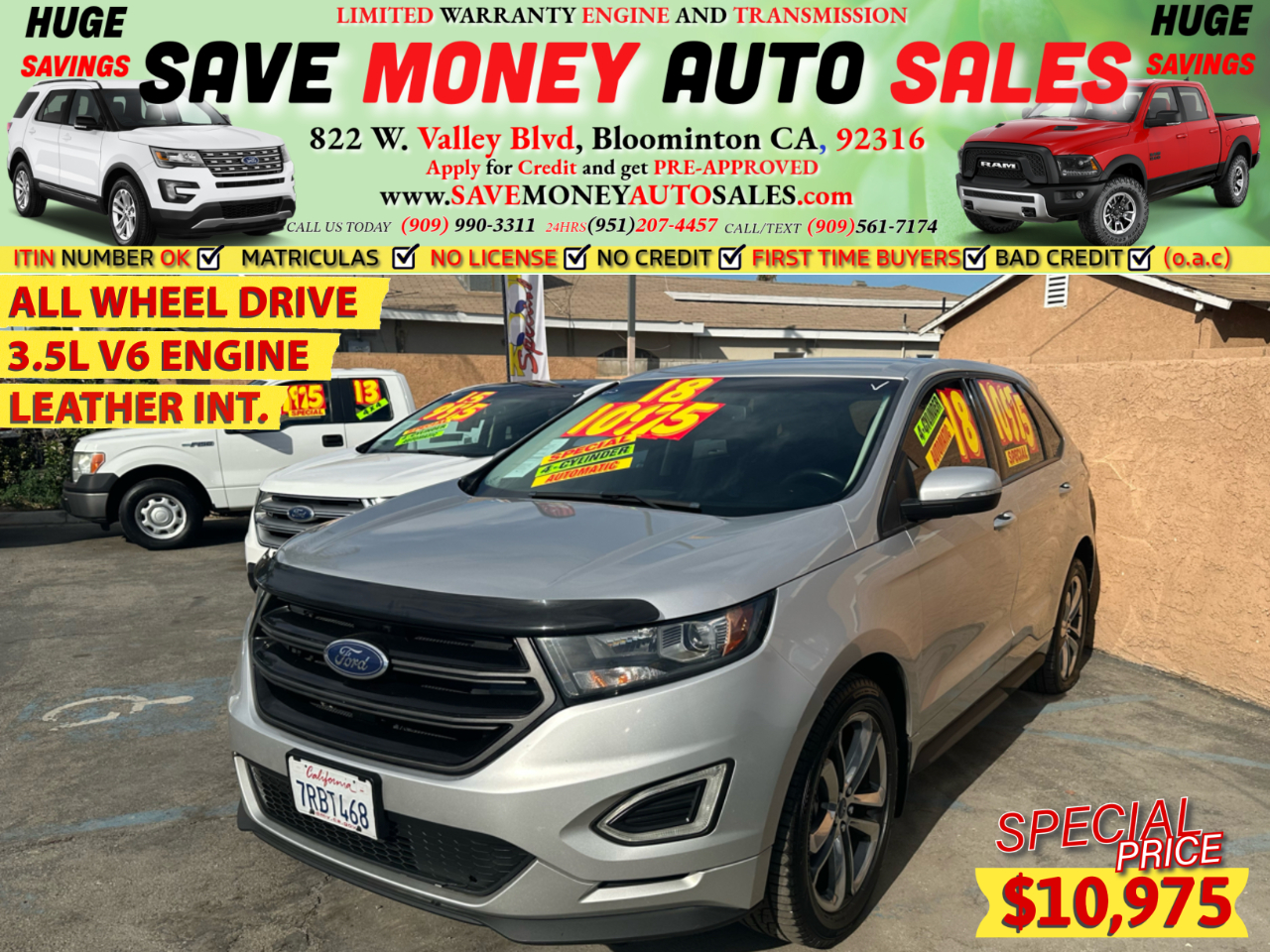2018 Ford Edge ALL WHEEL DRIVE>3.5L V6 ENGINE>LEATHER INT.
