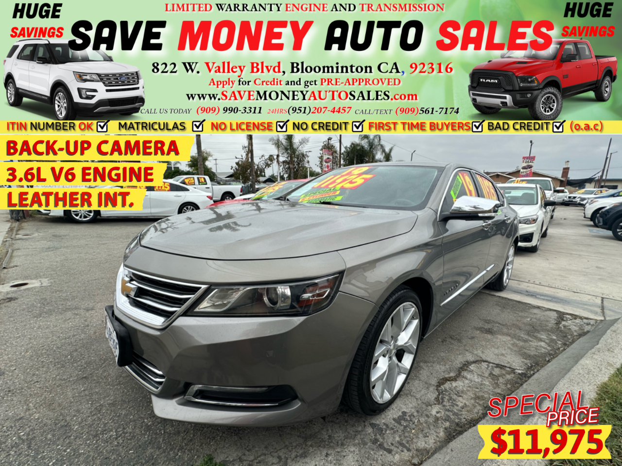 2019 Chevrolet Impala BACK-UP CAMERA>3.6L V6 ENGINE>LEATHER INT.