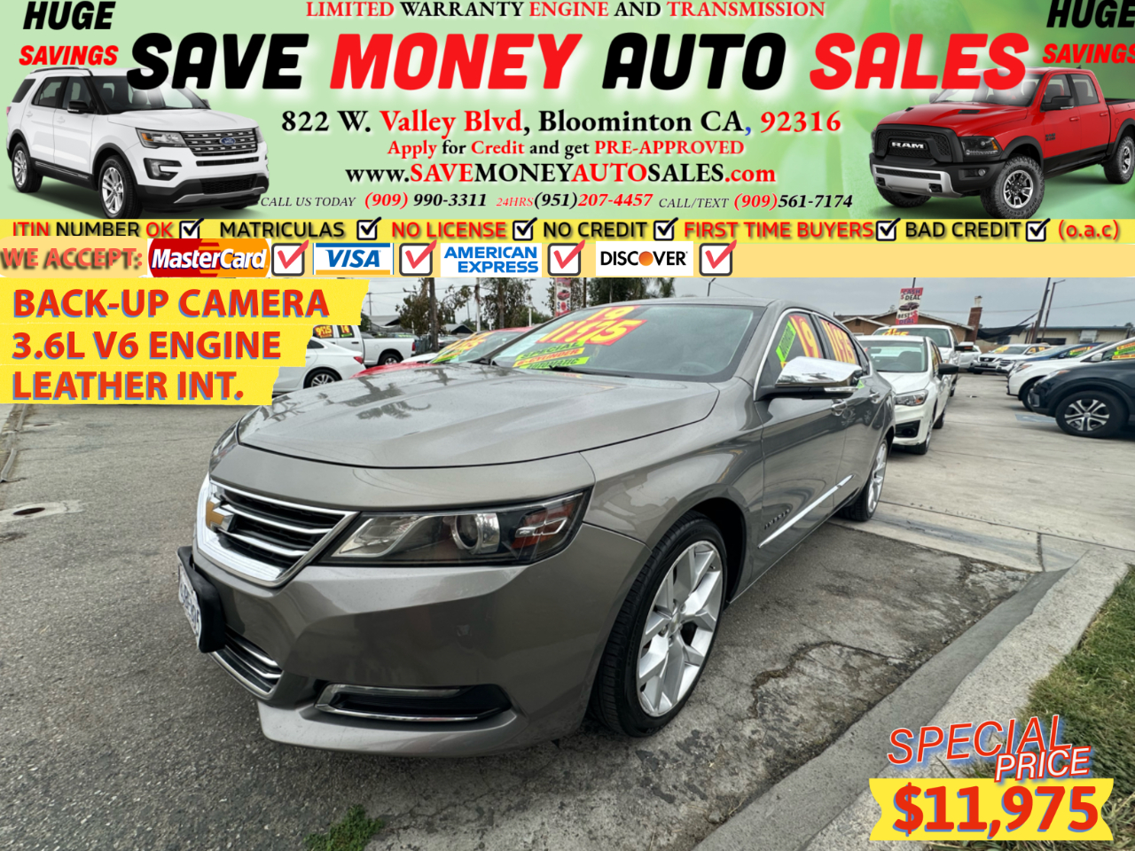 2019 Chevrolet Impala BACK-UP CAMERA>3.6L V6 ENGINE>LEATHER INT.