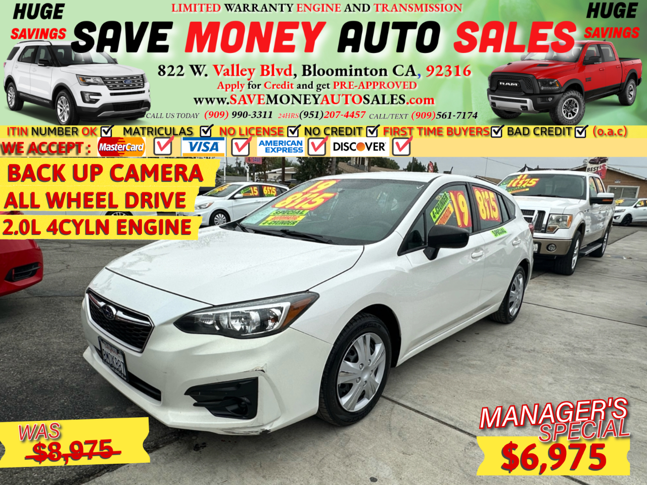 2019 Subaru Impreza ALL WHEEL DRIVE>BACK-UP CAMERA>2.0L 4CYL ENGINE