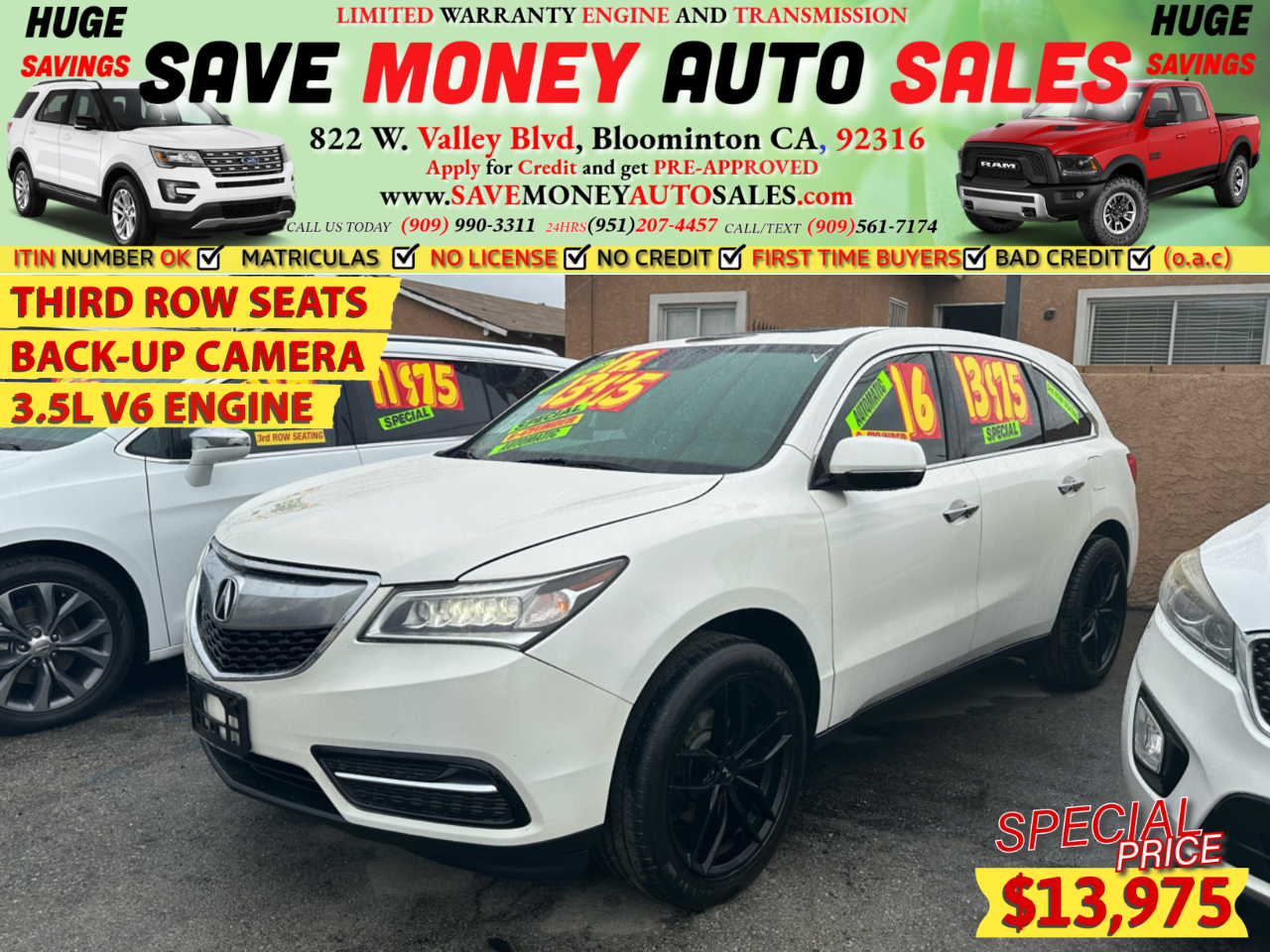2016 Acura MDX THIRD ROW SEATS>BACK-UP CAMERA>3.5L V6 ENGINE