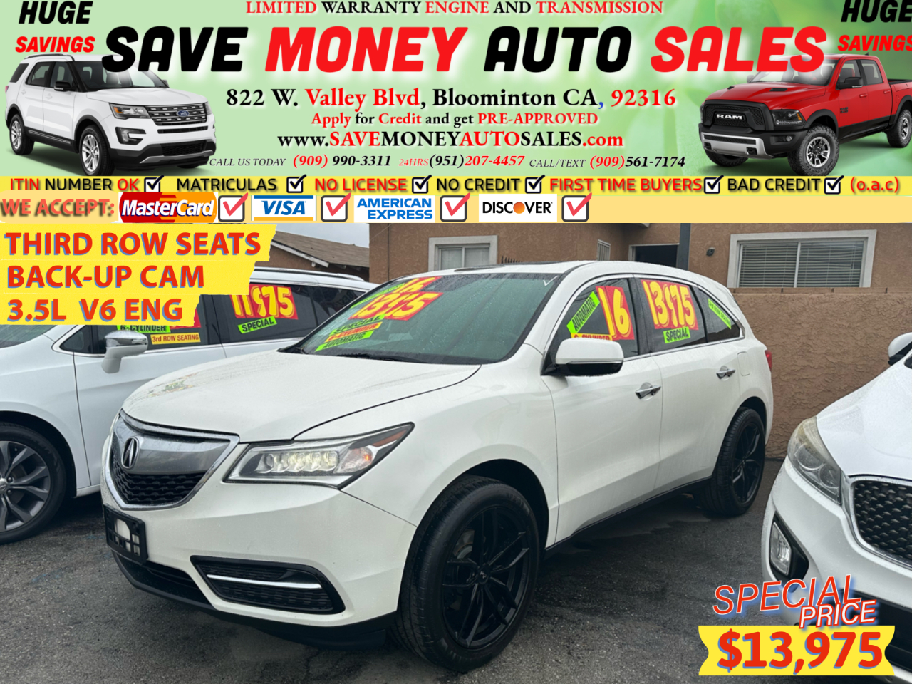 2016 Acura MDX THIRD ROW SEATS>BACK-UP CAMERA>3.5L V6 ENGINE