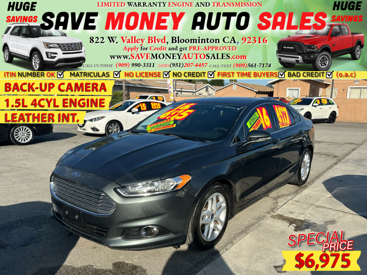 2016 Ford Fusion BACK-UP CAMERA>1.5L 4CYL ENGINE>LEATHER INT.