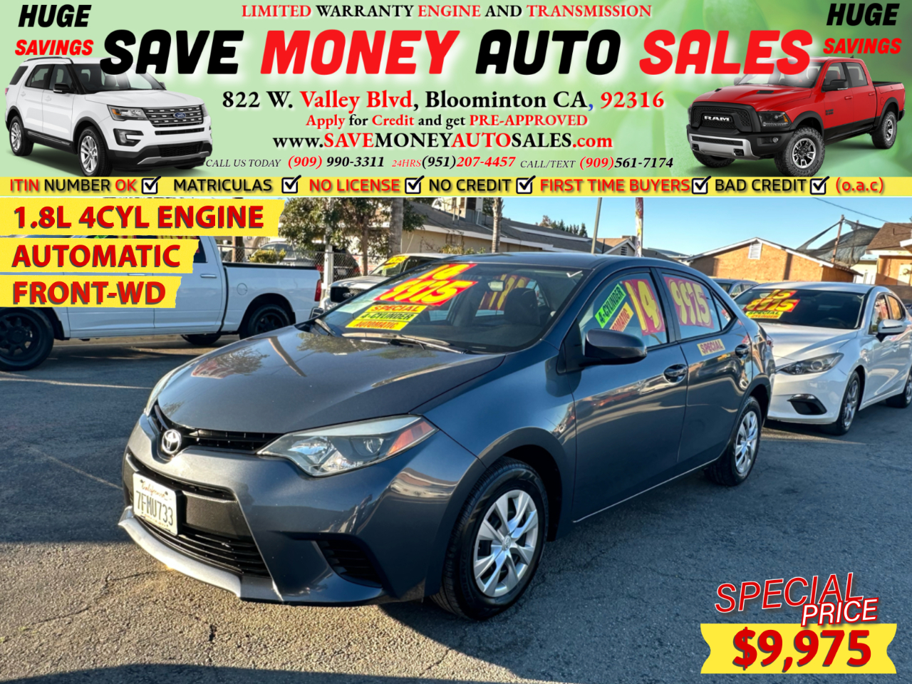 2014 Toyota Corolla 1.8L 4CYL ENGINE>AUTOMATIC>FRONT-WD