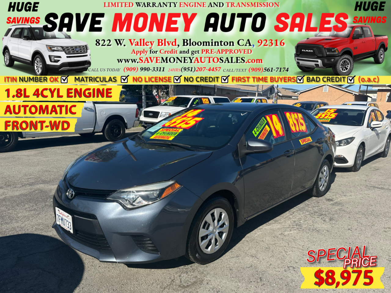 2014 Toyota Corolla 1.8L 4CYL ENGINE>AUTOMATIC>FRONT-WD