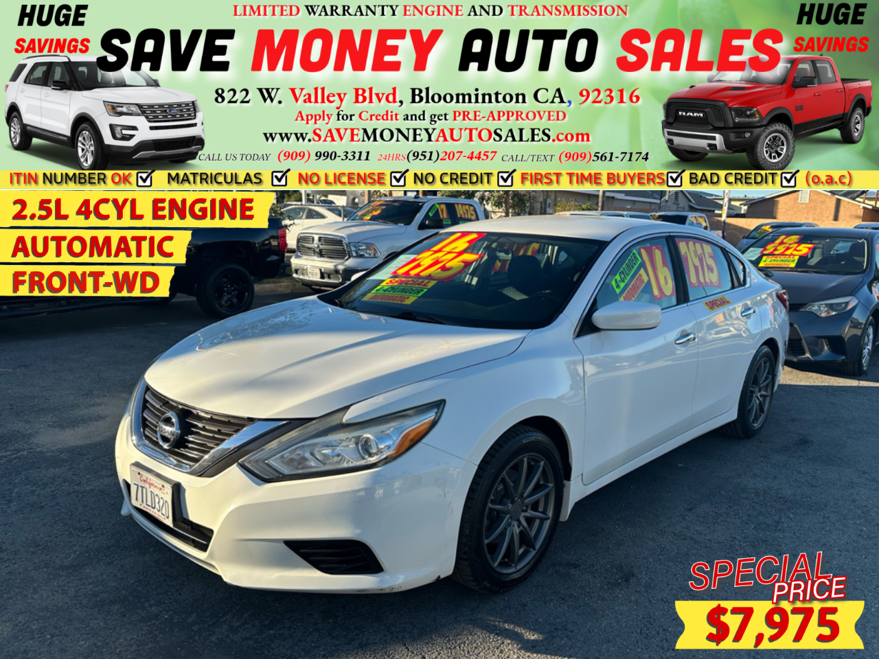 2016 Nissan Altima 2.5L 4CYL ENGINE>AUTOMATIC>FRONT-WD
