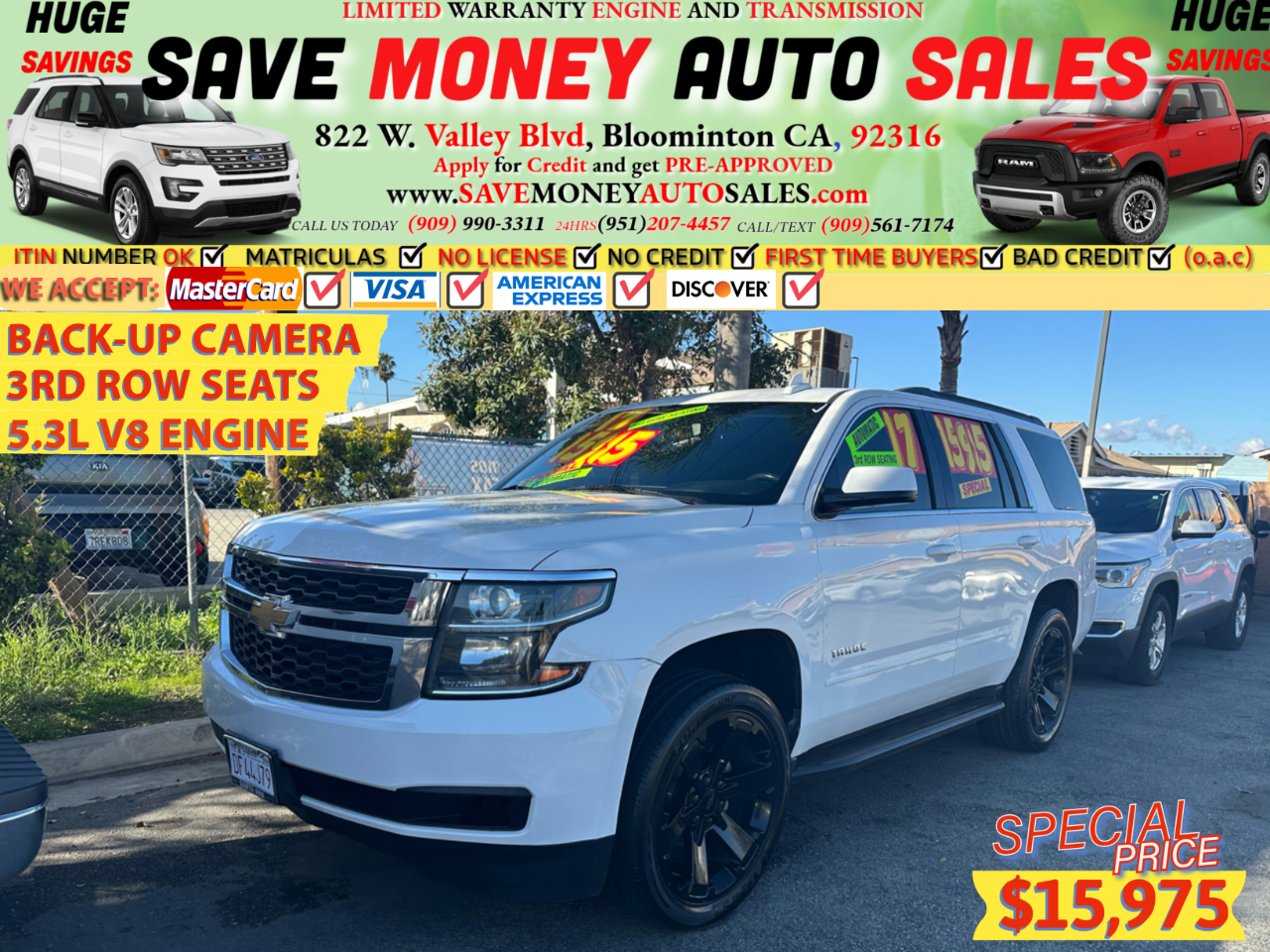 2017 Chevrolet Tahoe THIRD ROW SEATS>BACK-UP CAMERA>5.3L V8 ENGINE>