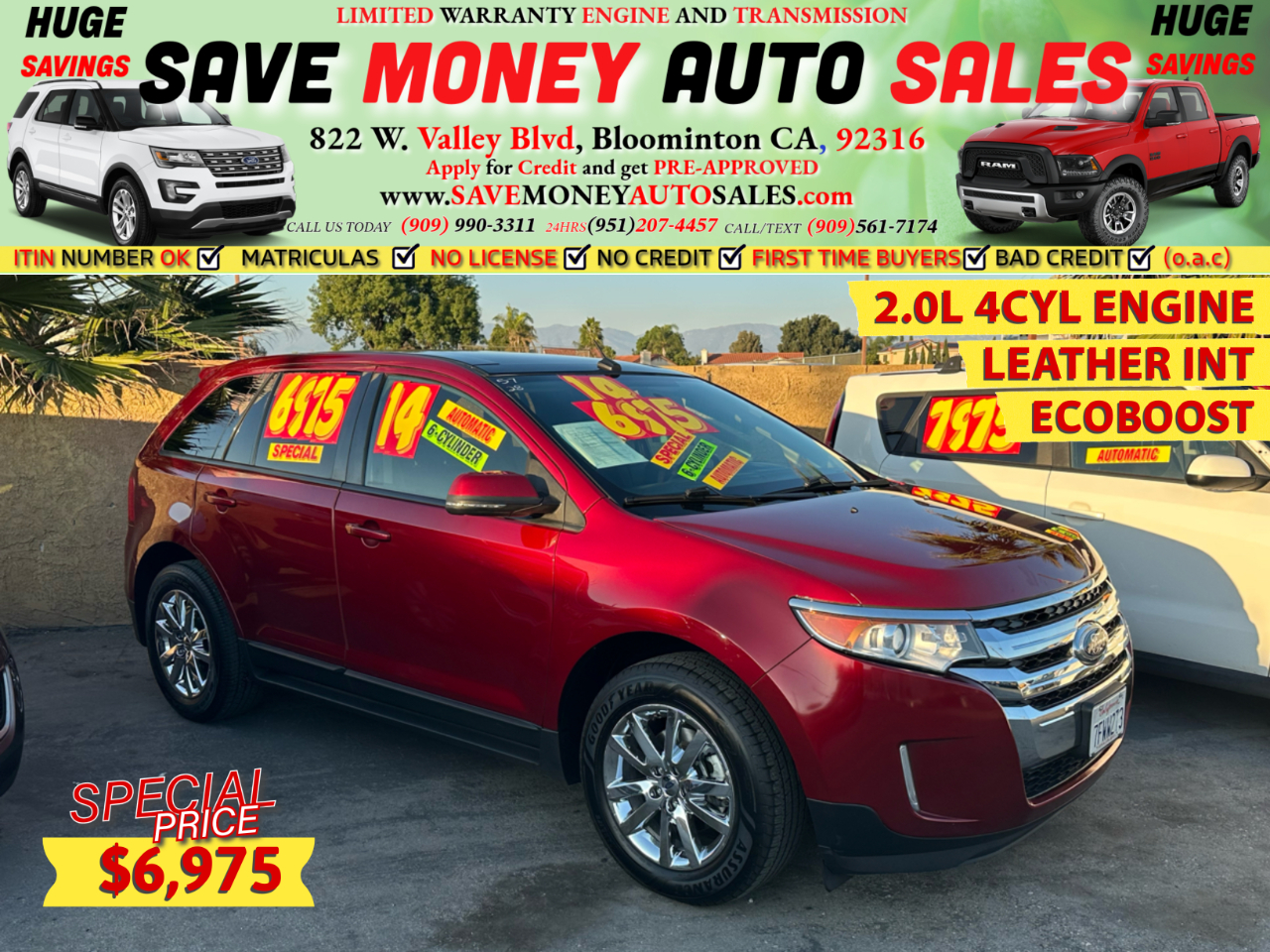 2014 Ford Edge 2.0L 4CYL ENGINE>LEATHER INT>ECOBOOST