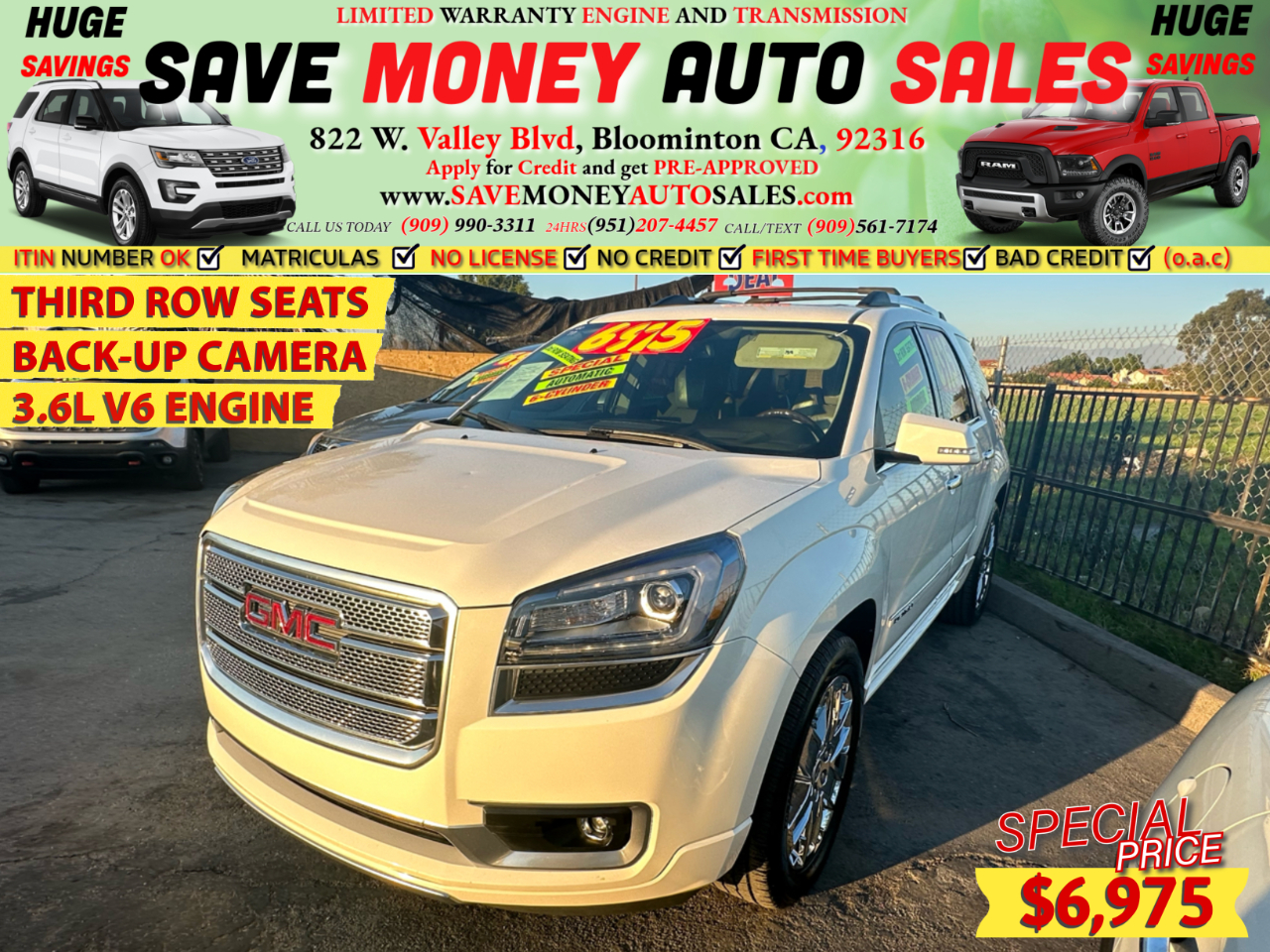 2013 GMC Acadia THIRD ROW SEATS>BACK-UP CAMERA>3.6L V6 ENGINE