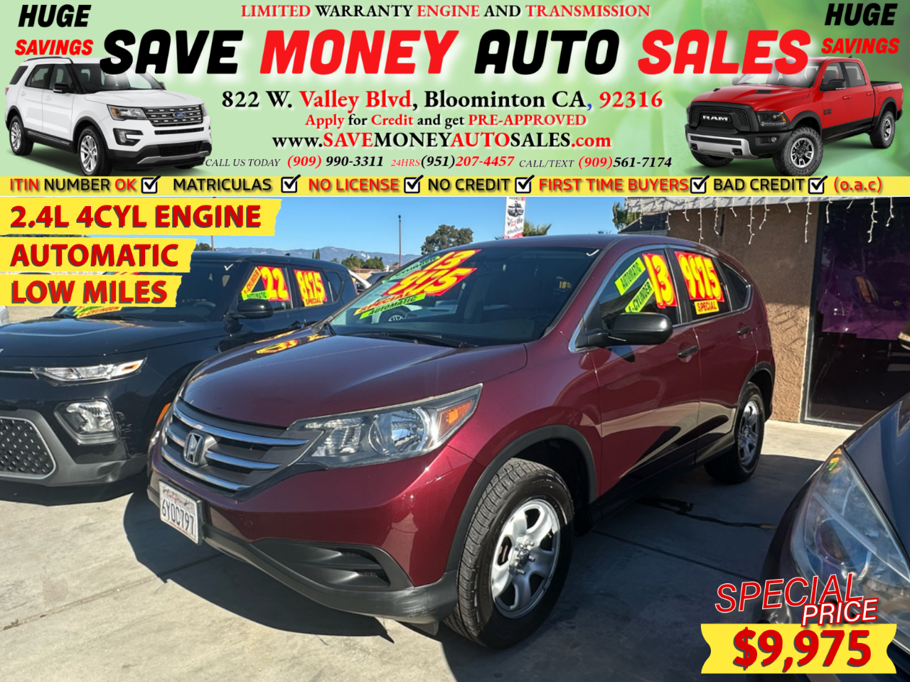 2013 Honda CR-V 2.4L 4CYL ENGINE>AUTOMATIC>LOW MILES