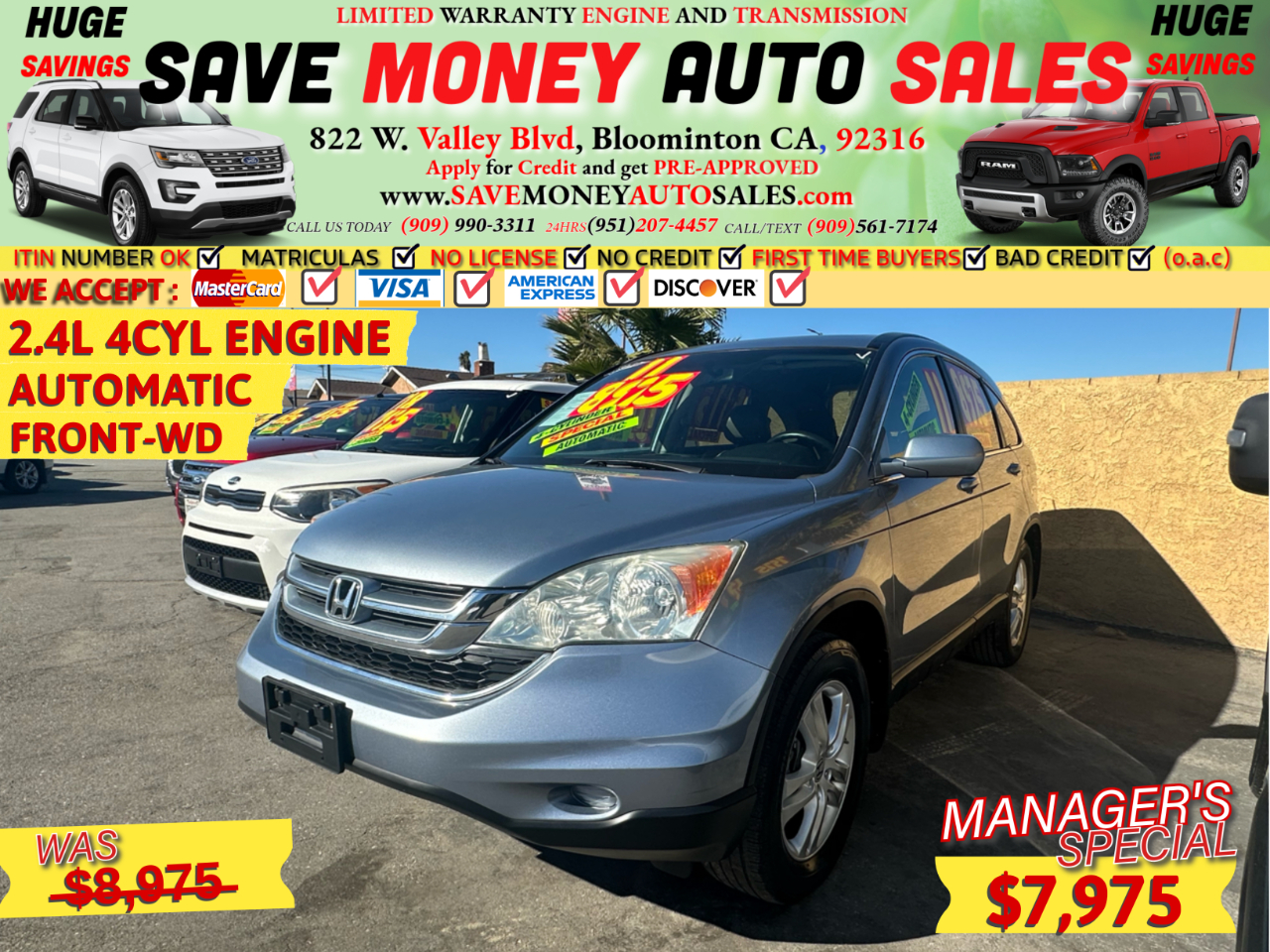 2011 Honda CR-V 2.4L 4CYL ENGINE>AUTOMATIC>FRONT-WD