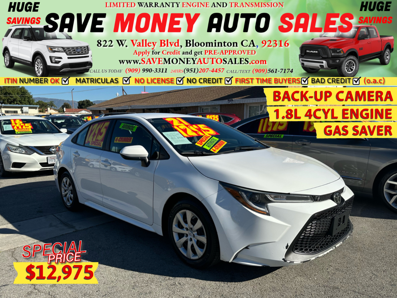 2021 Toyota Corolla BACK-UP CAMERA>1.8L 4CYL ENGINE>GAS SAVER