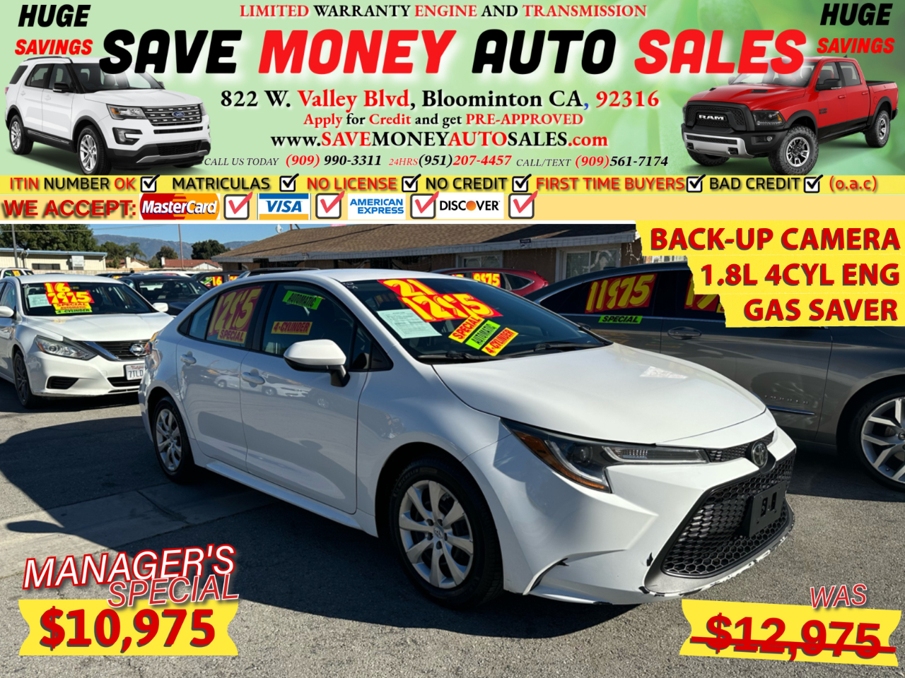 2021 Toyota Corolla BACK-UP CAMERA>1.8L 4CYL ENGINE>GAS SAVER