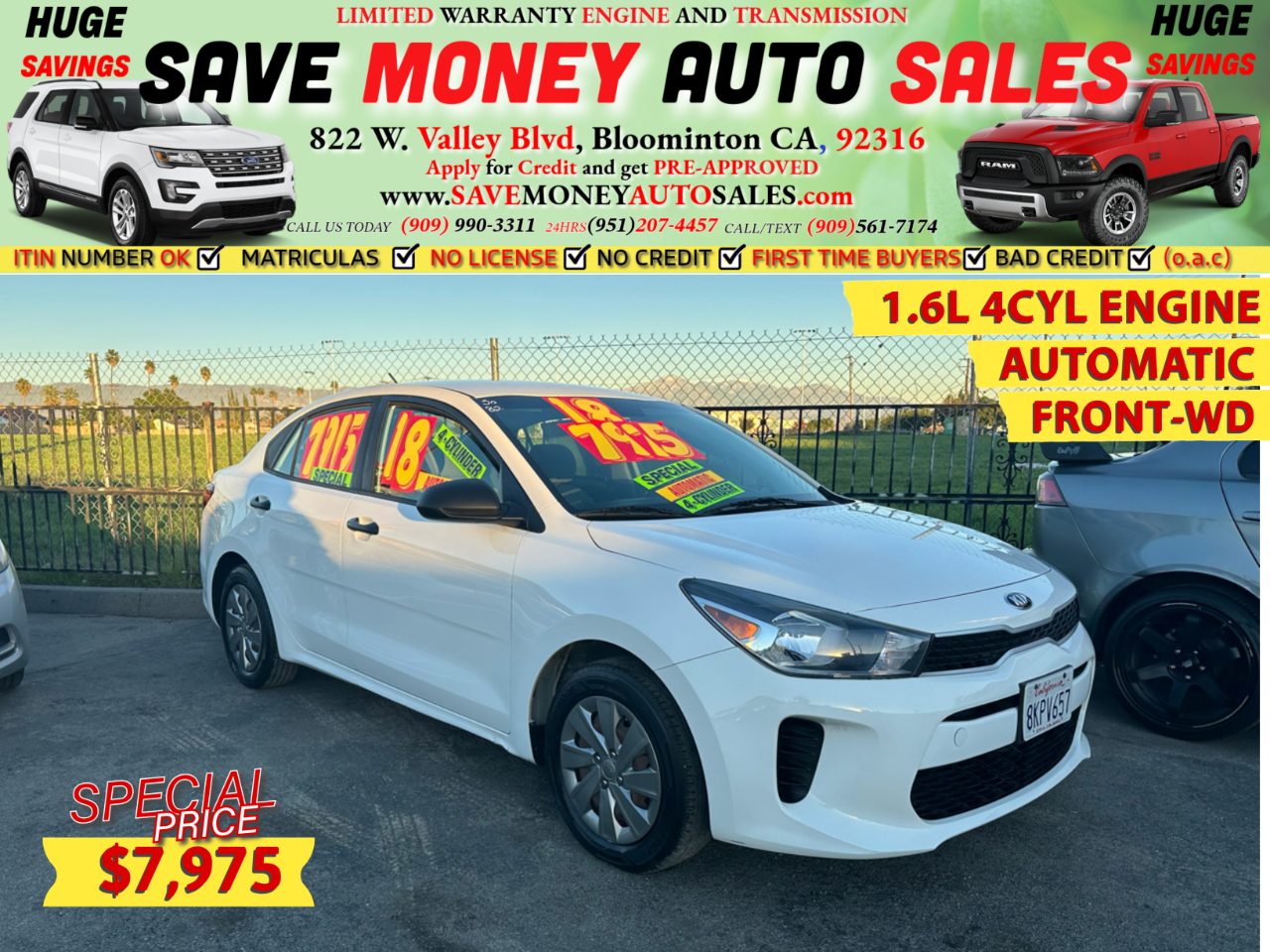 2018 Kia Rio 1.6L 4CYL ENGINE>AUTOMATIC>FRONT-WD