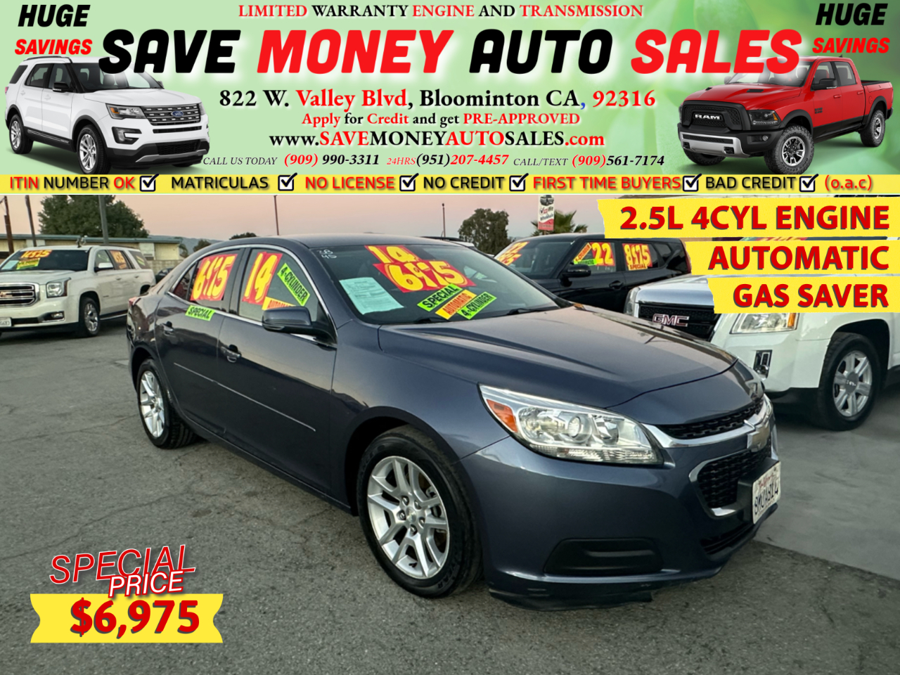 2014 Chevrolet Malibu 2.5L 4CYL ENGINE>AUTOMATIC>GAS SAVER