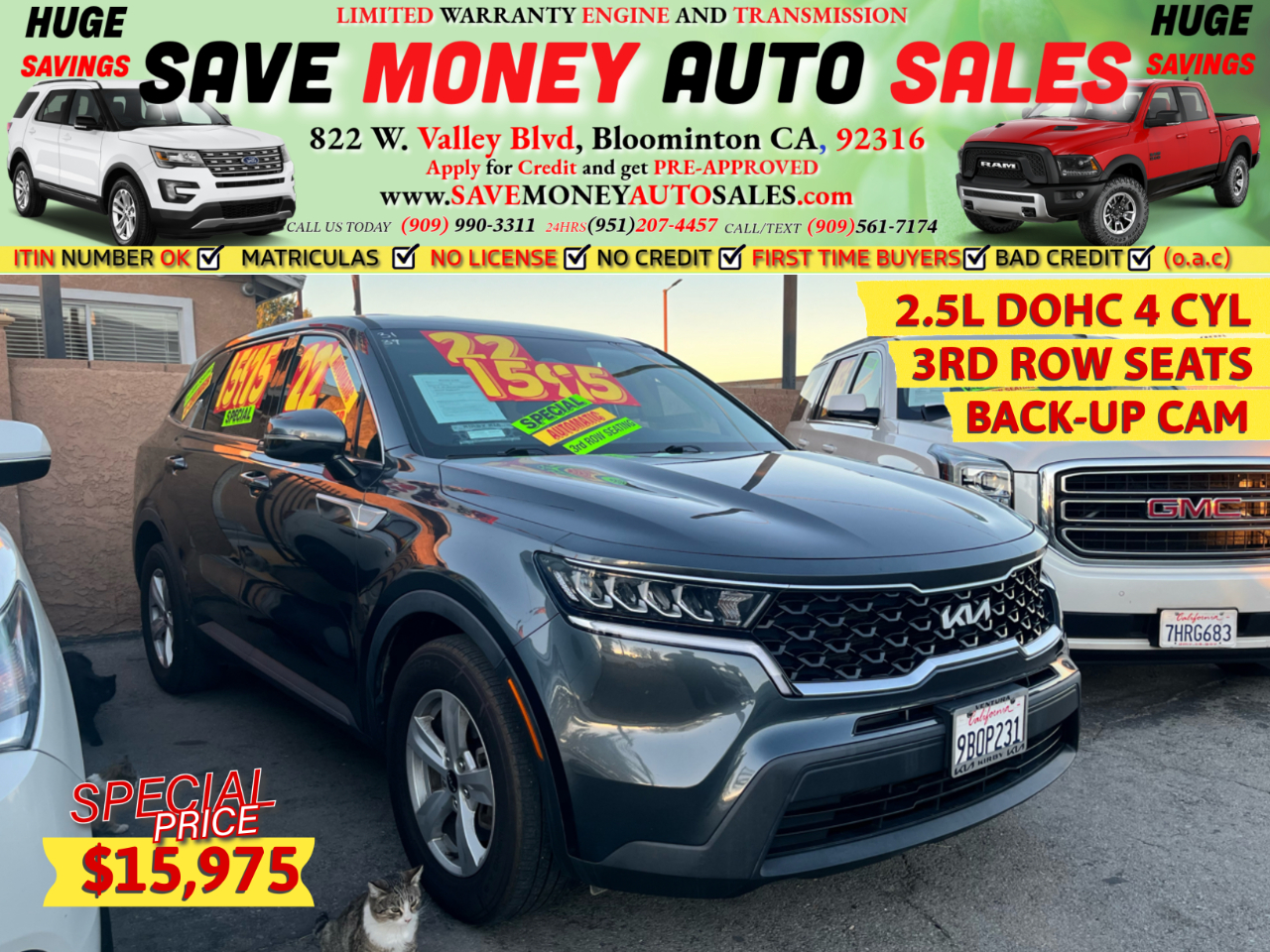 2022 Kia Sorento 2.5L DOHC 4 CYL>3RD ROW SEATS>BACK-UP CAM