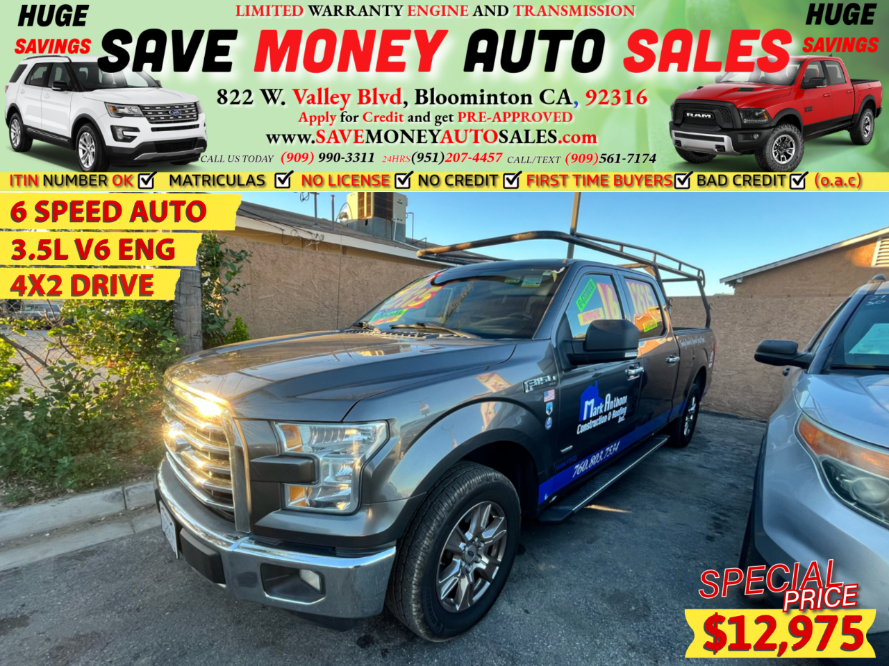 2016 Ford F-150 3.5L V6 ENG.>6 SPEED AUTO>4X2 DRIVE