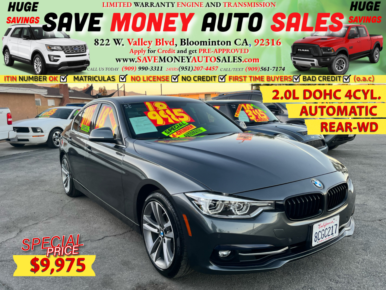 2018 BMW 3 Series 2.0L DOHC 4CYL.>AUTOMATIC>REAR-WD
