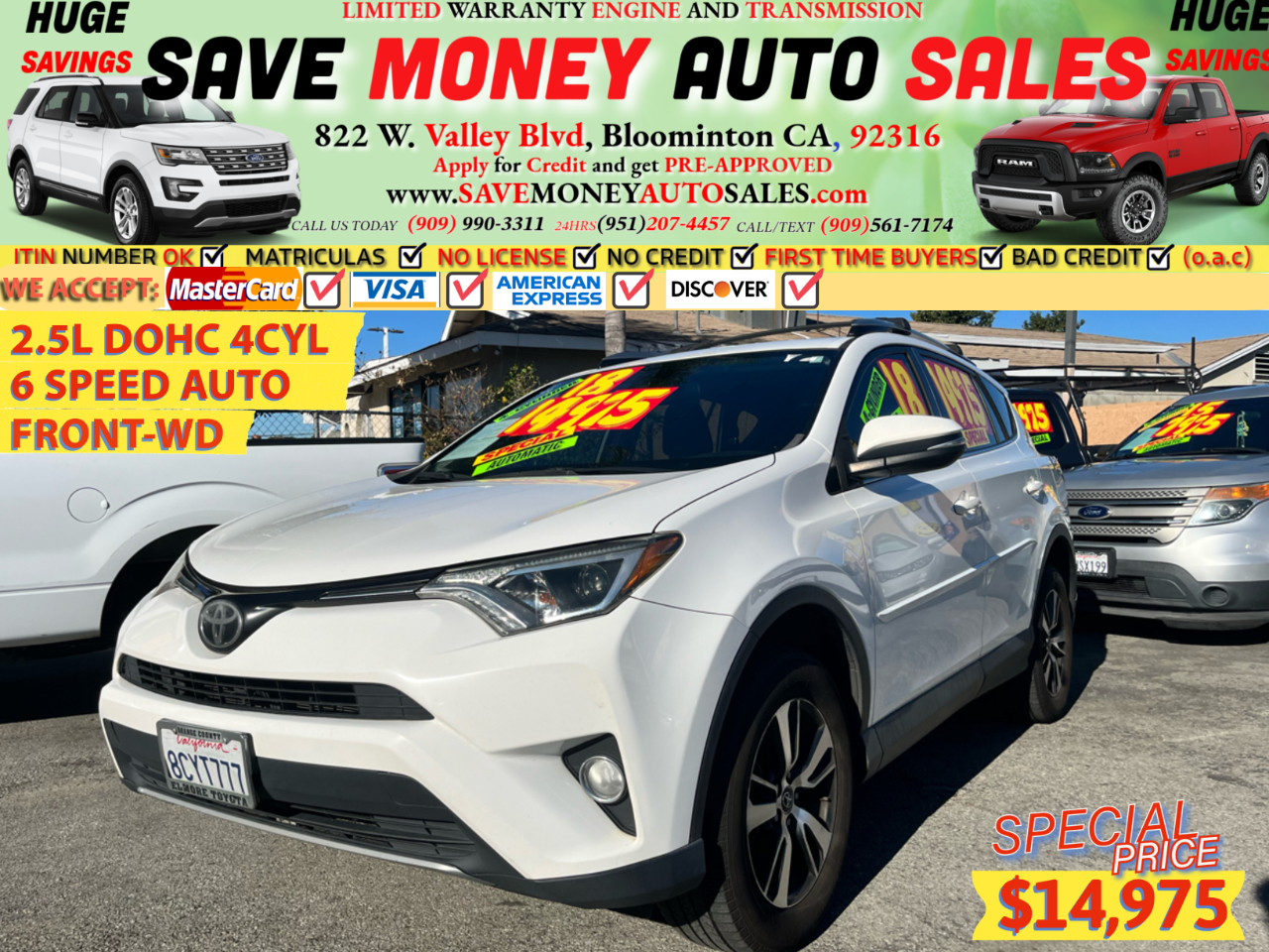 2018 Toyota RAV4 2.5L DOHC 4CYL>6 SPEED AUTO>FRONT-WD