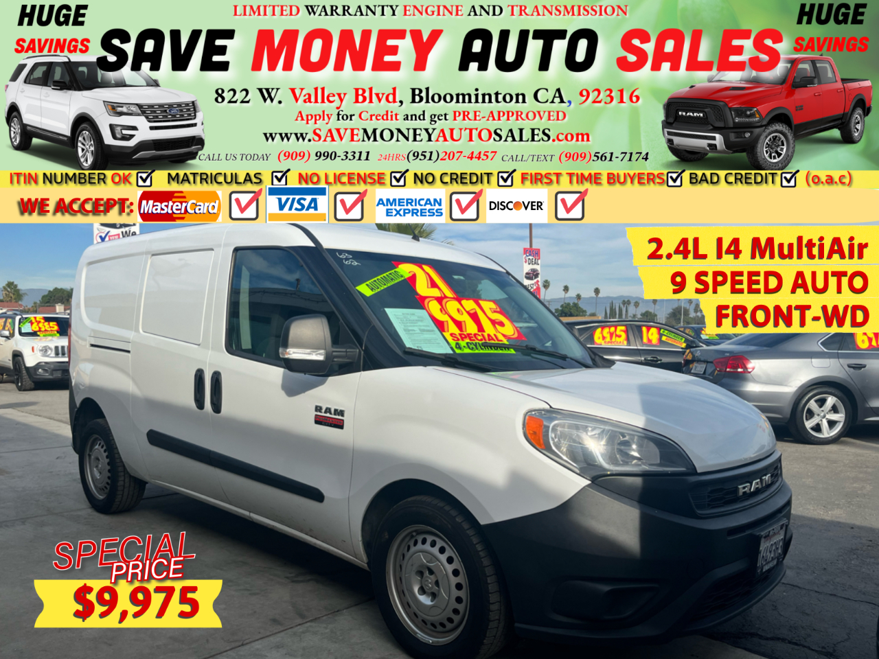 2021 RAM ProMaster City Cargo Van 2.4L I4 MultiAir>9 Speed Auto>FRONT-WD
