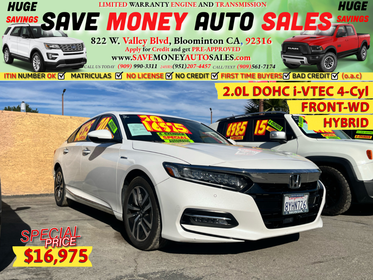 2020 Honda Accord Hybrid 2.0L DOHC i-VTEC 4-Cylinder >FRONT-WD >HYBRID