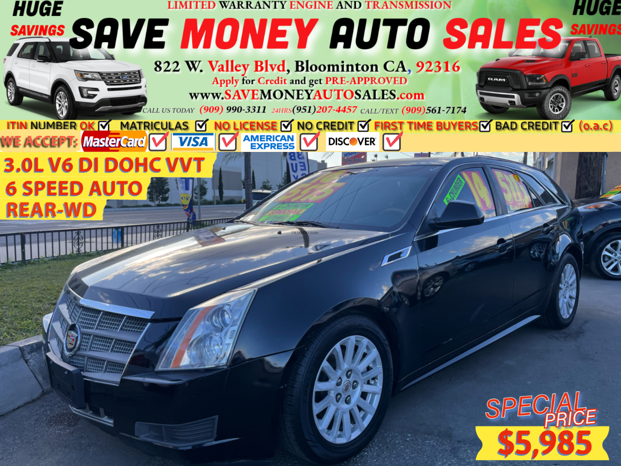 2014 Cadillac CTS Wagon 3.0L V6 DI DOHC VVT>6 SPEED AUTO.>REAR-WD