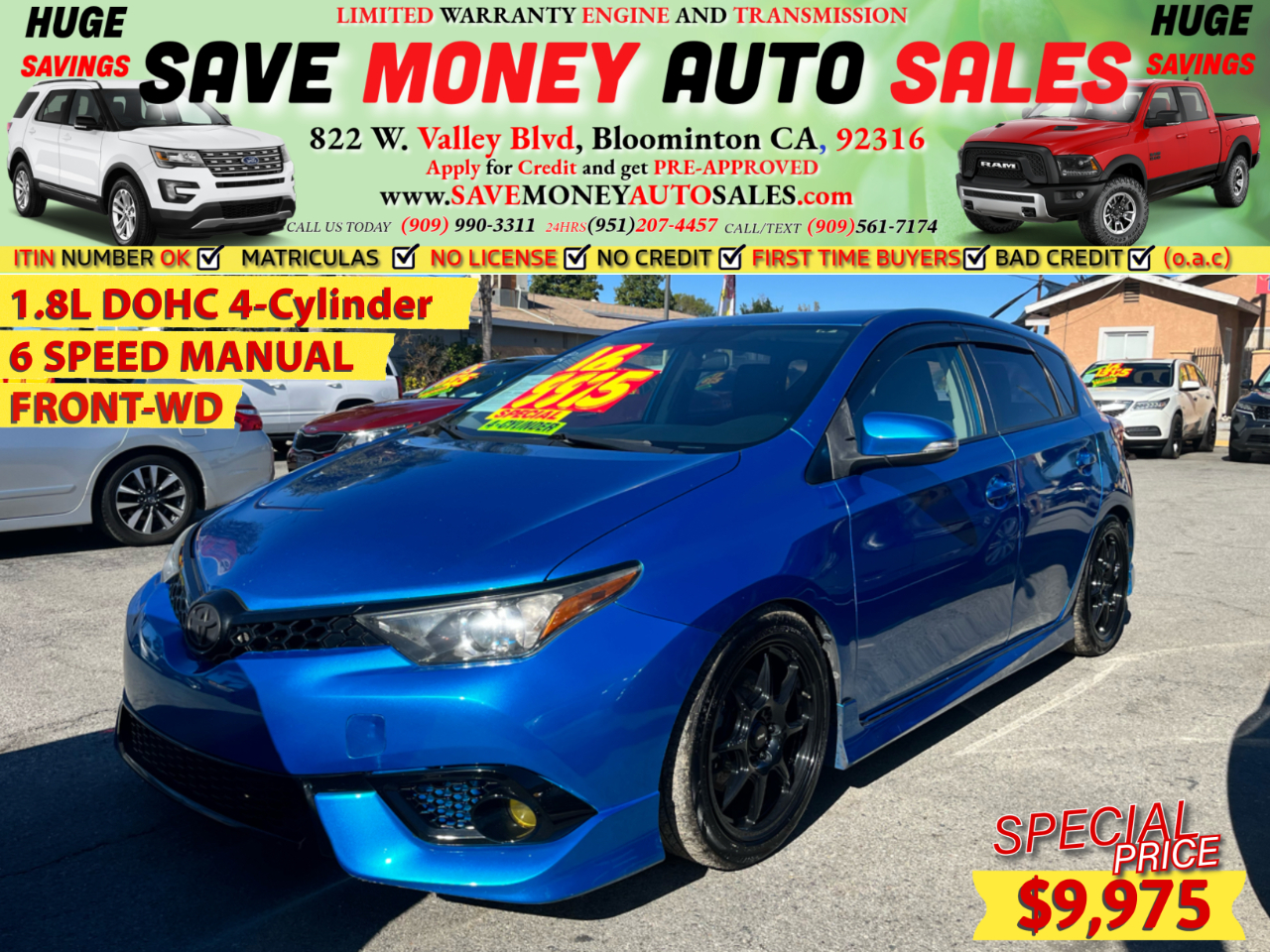 2016 Scion iM 1.8L DOHC 4-Cylinder>6 SPEED MANUAL>FRONT-WD