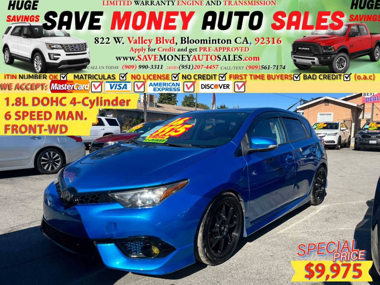 2016 Scion iM 1.8L DOHC 4-Cylinder>6 SPEED MANUAL>FRONT-WD