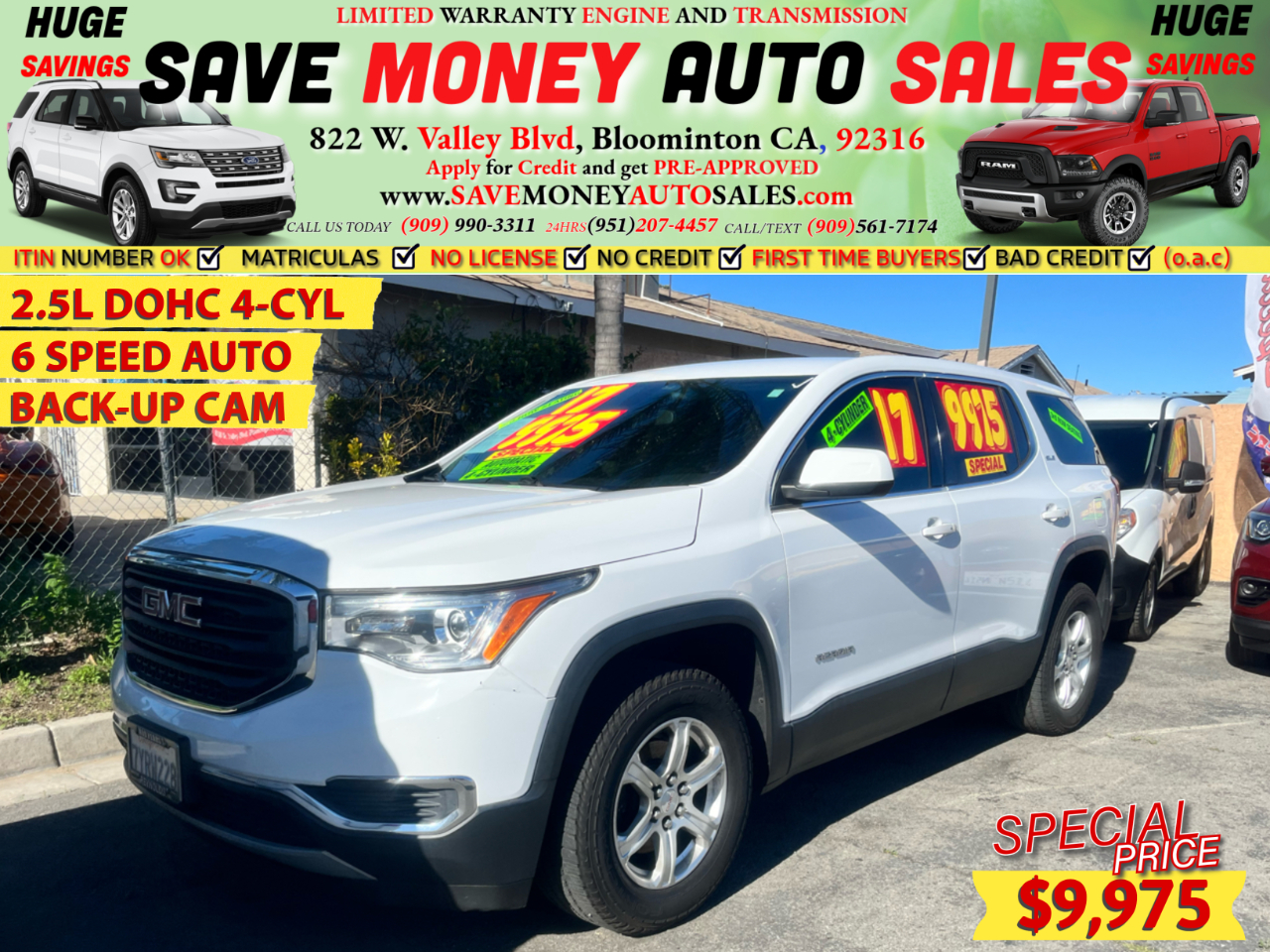 2017 GMC Acadia 2.5L DOHC 4-CYL>6 SPEED AUTO>BACK-UP CAM