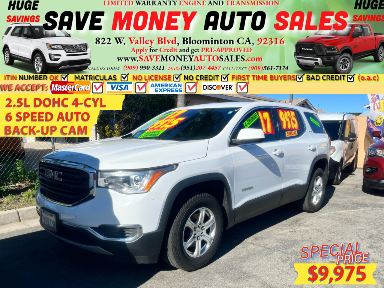 2017 GMC Acadia 2.5L DOHC 4-CYL>6 SPEED AUTO>BACK-UP CAM