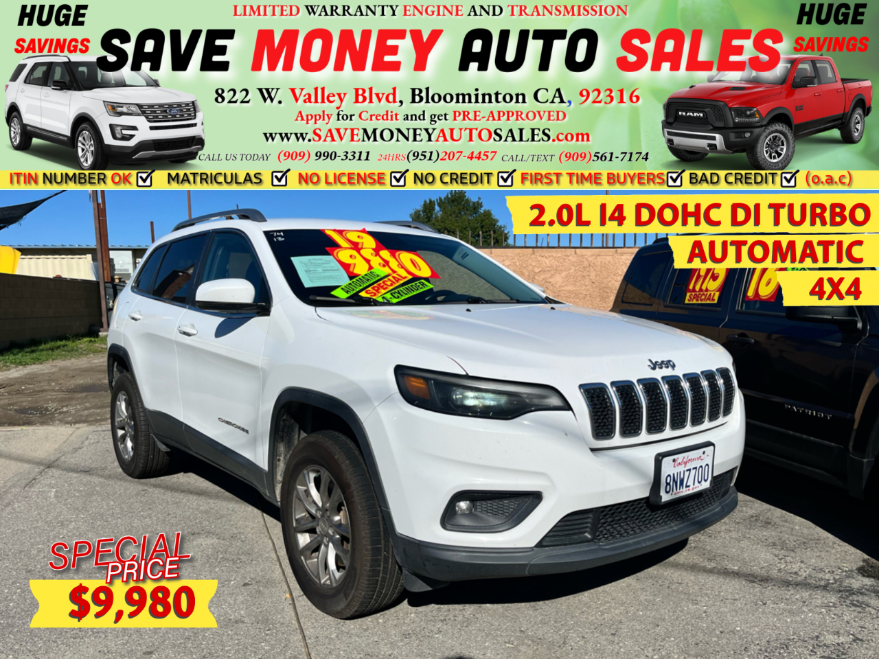 2019 Jeep Cherokee 2.0L I4 DOHC DI TURBO>AUTOMATIC>4X4