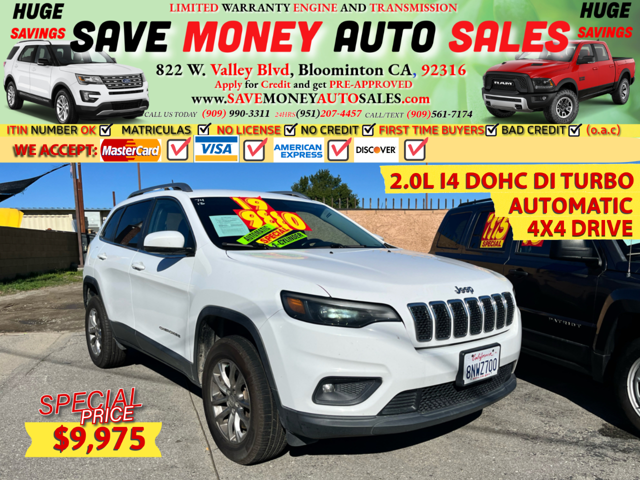 2019 Jeep Cherokee 2.0L I4 DOHC DI TURBO>AUTOMATIC>4X4