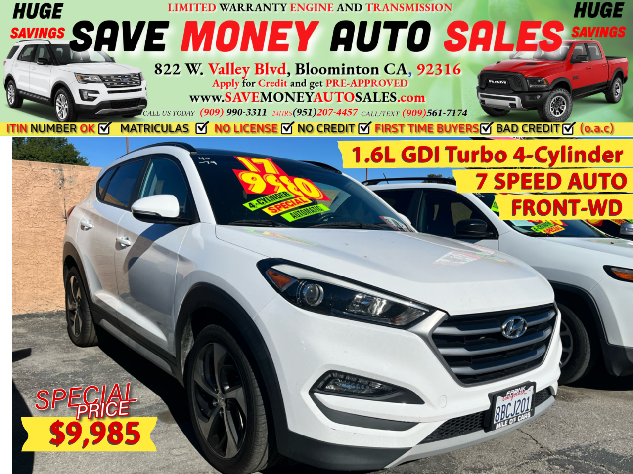 2017 Hyundai Tucson 1.6L GDI Turbo 4-Cylinder>7 SPEED AUTO>FRONT-WD