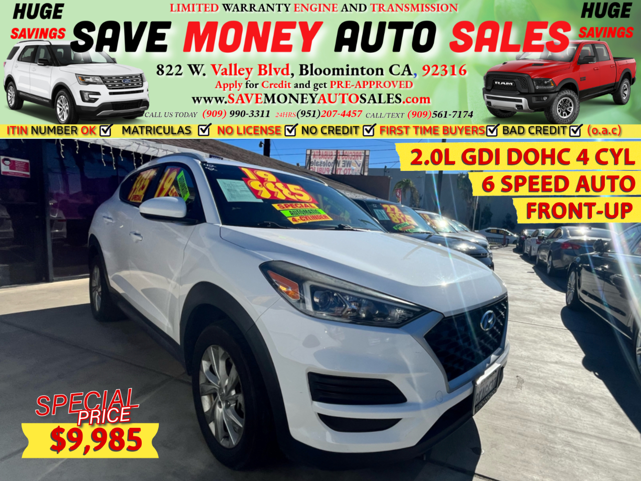 2019 Hyundai Tucson 2.0L GDI DOHC 4 CYL>6 SPEED AUTO>FRONT-WD