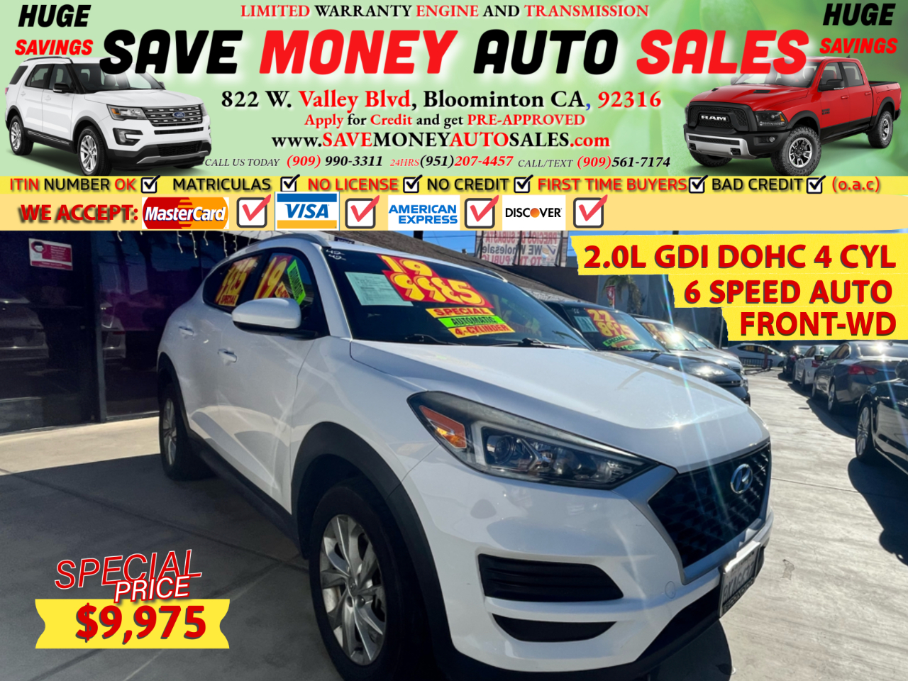 2019 Hyundai Tucson 2.0L GDI DOHC 4 CYL>6 SPEED AUTO>FRONT-WD