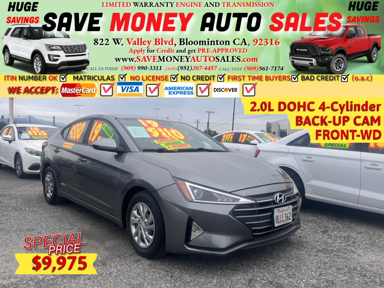 2019 Hyundai Elantra 2.0L DOHC 4-Cylinder>BACK-UP CAM>FRONT-WD