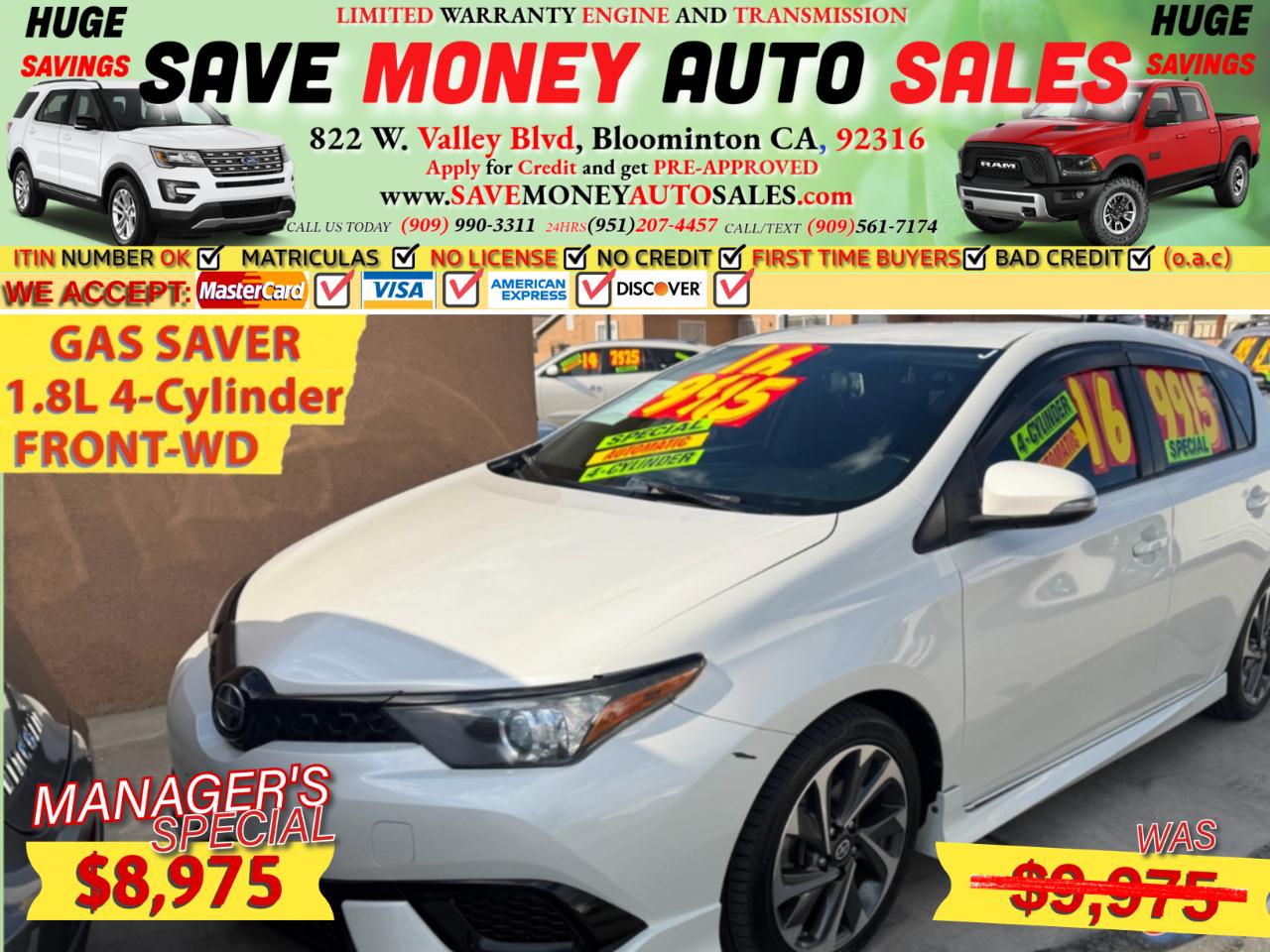 2016 Scion iM 1.8L DOHC 4-Cylinder>AUTOMATIC>FRONT-WD