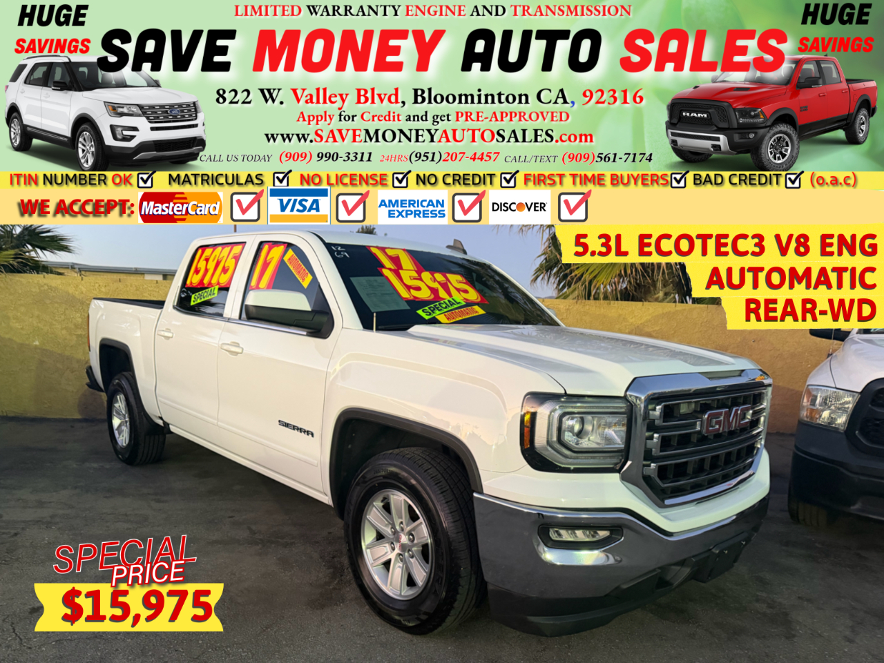 2017 GMC Sierra 1500 5.3L ECOTEC3 V8 ENG>AUTOMATIC>REAR-WD
