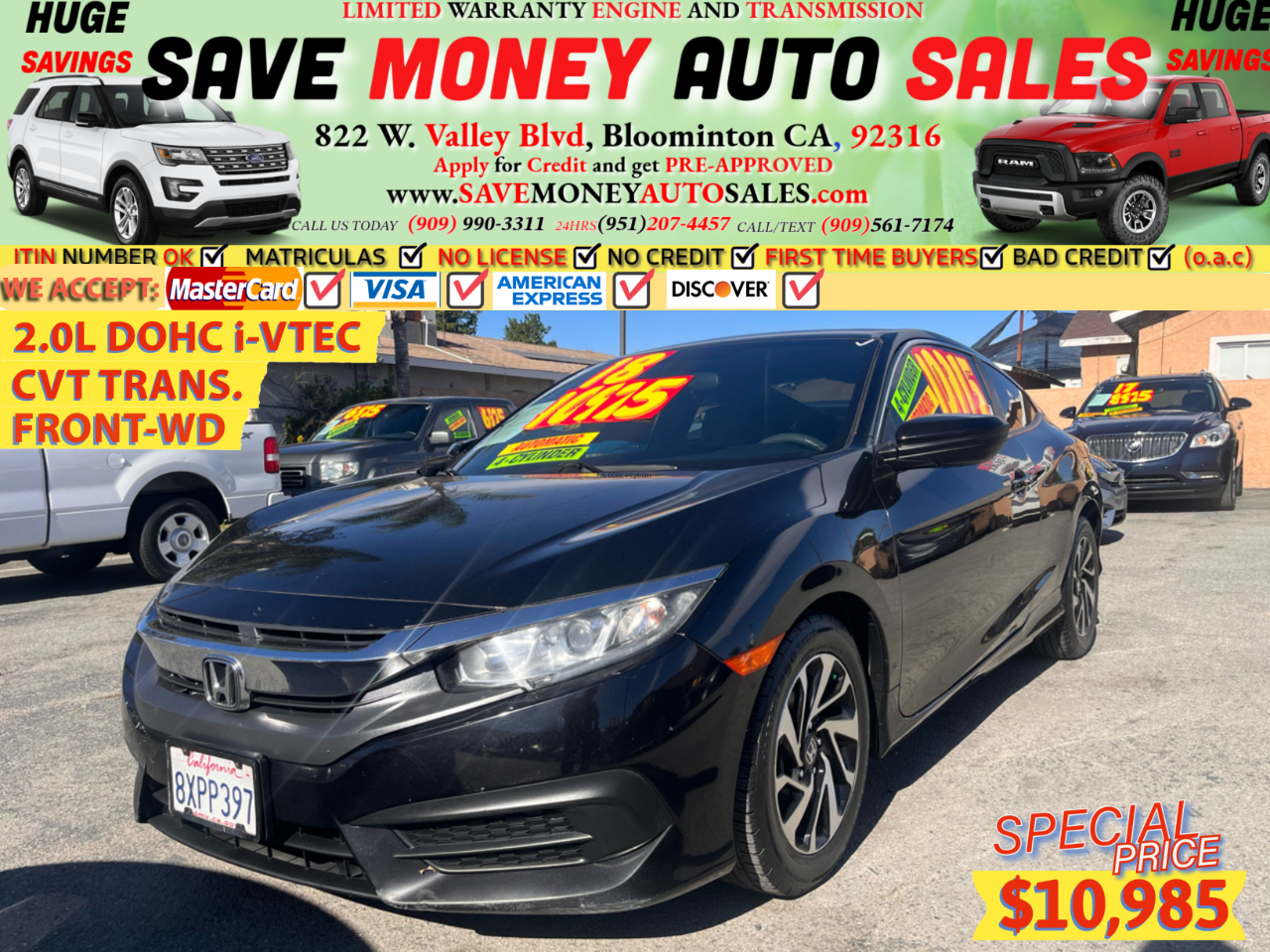 2018 Honda Civic Coupe 2.0L DOHC i-VTEC>CVT TRANS.>FRONT-WD