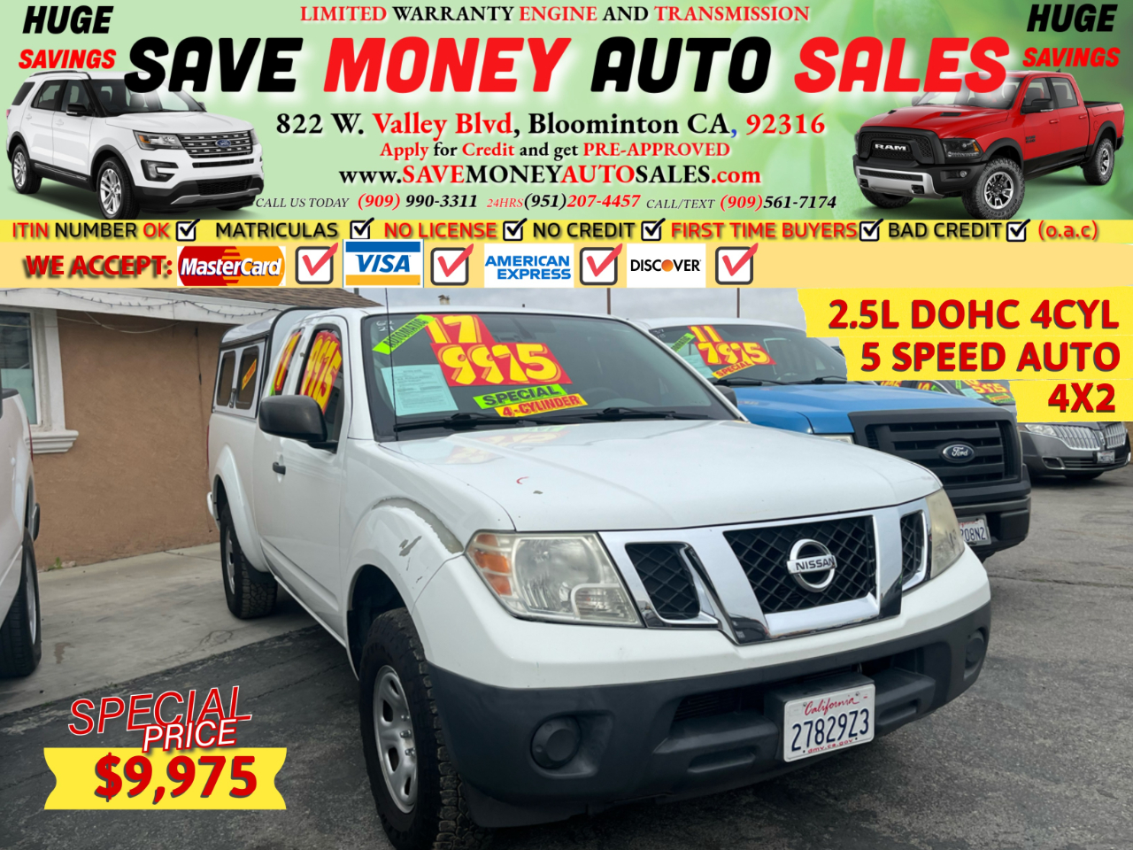 2017 Nissan Frontier 2.5L DOHC 4CYL>5 SPEED AUTO>4X2 DRIVE