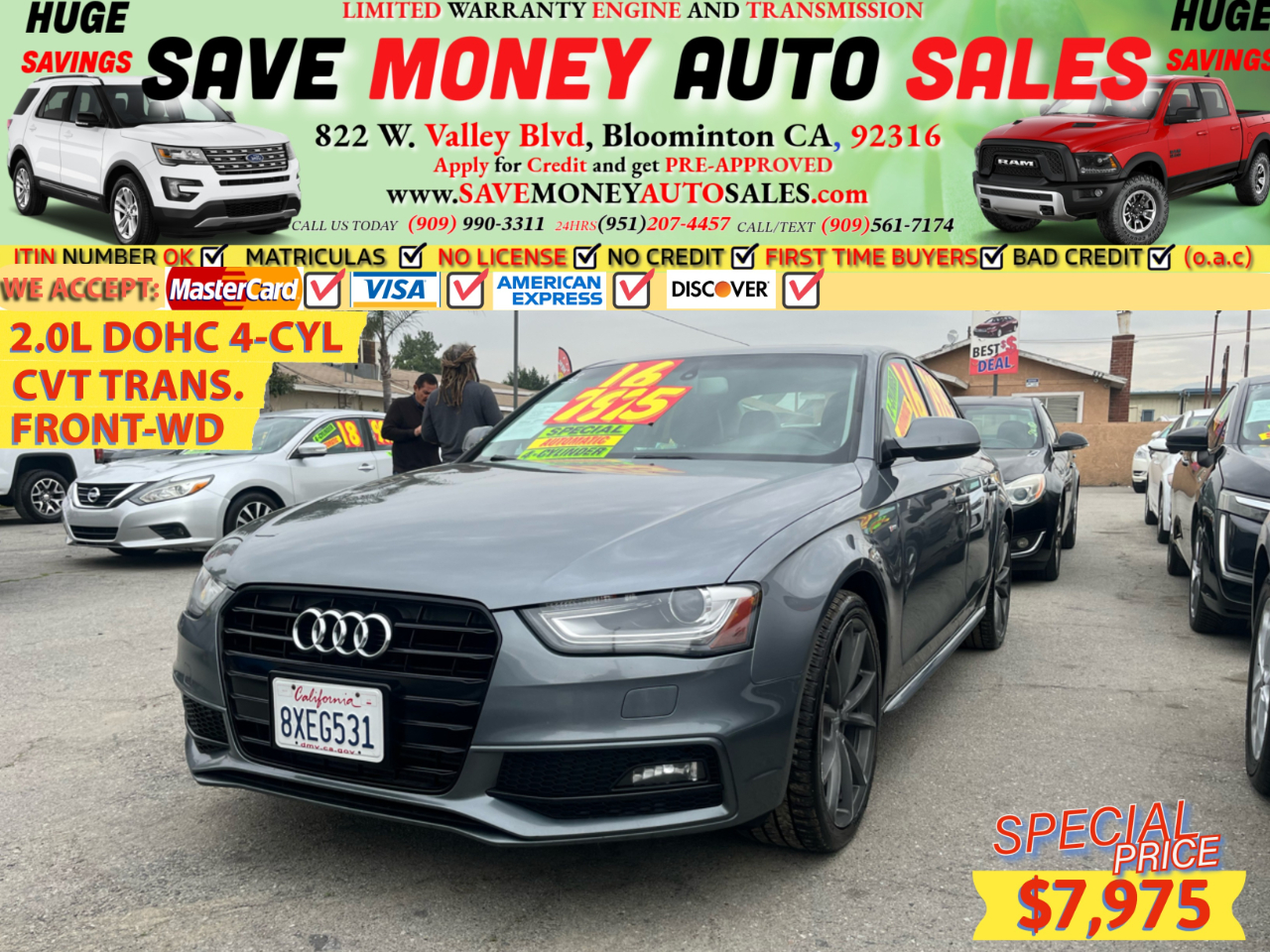2016 Audi A4 2.0L DOHC 4-CYL>CVT TRANS.>FRONT-WD